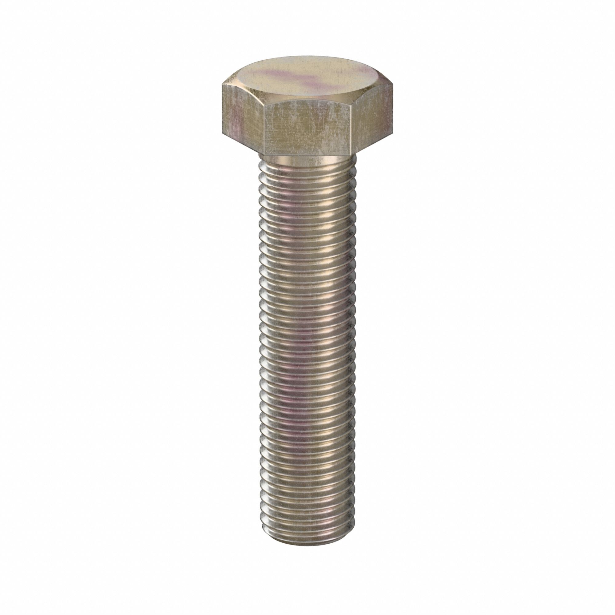 Hex Head Cap Screw: Steel, Class 10.9, Zinc Yellow, M16, Metric, 70 mm lg, Fully Threaded, 10 PK