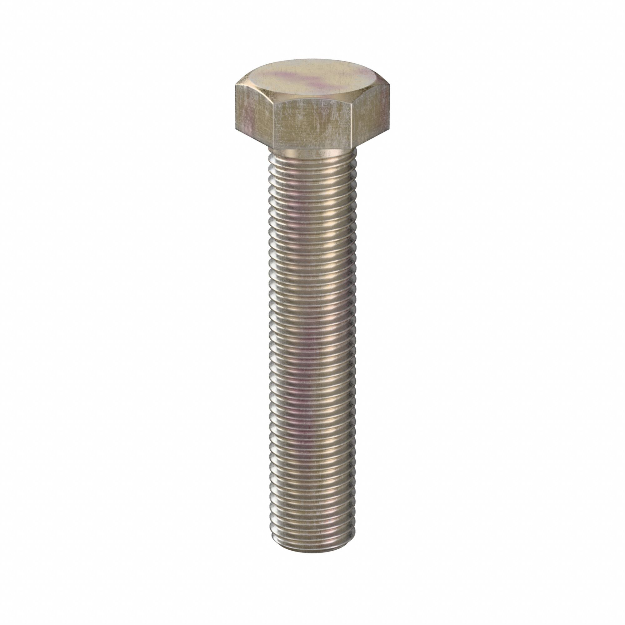 Hex Head Cap Screw: Steel, Class 10.9, Zinc Yellow, M16, Metric, 80 mm lg, Fully Threaded, 10 PK