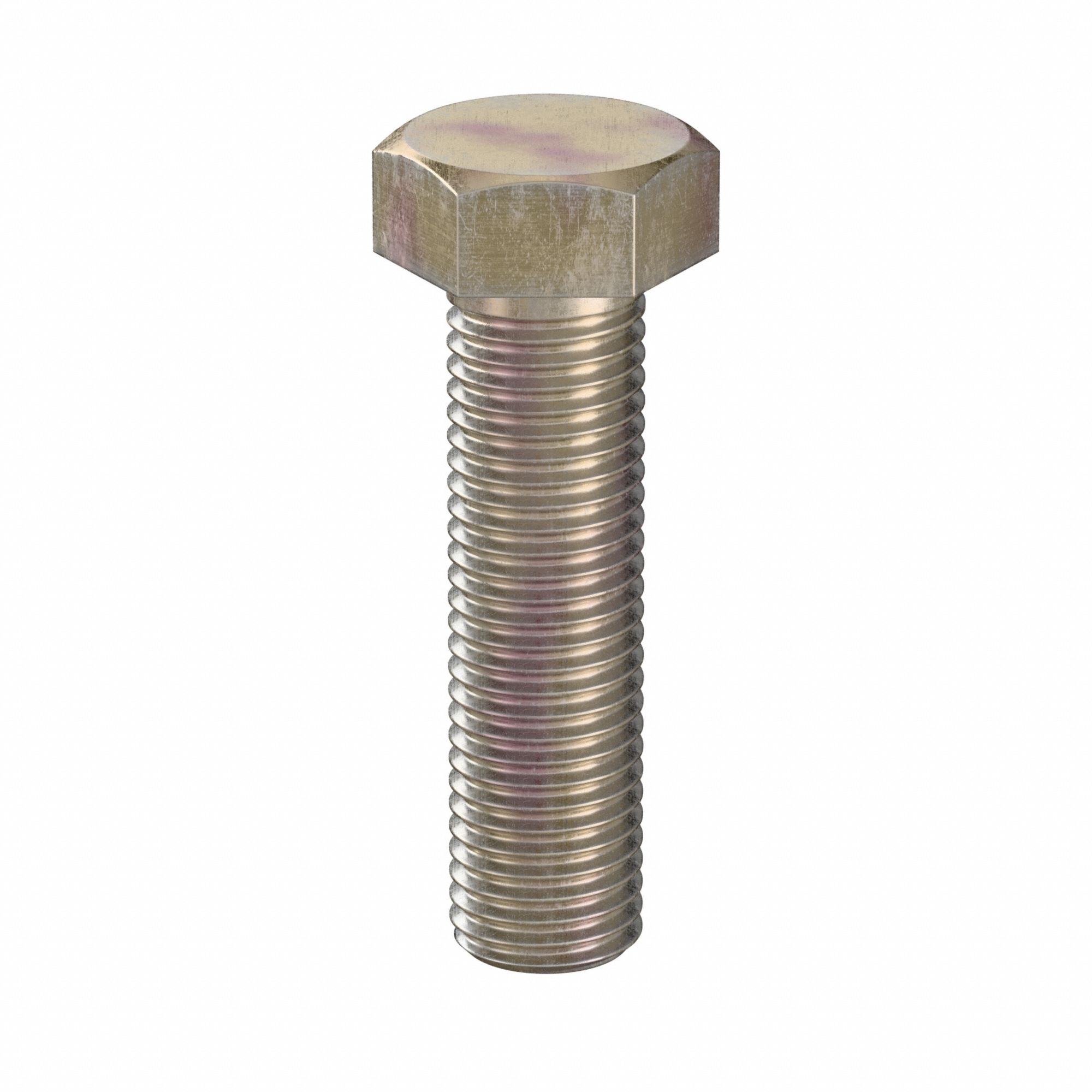 Hex Head Cap Screw: Steel, Class 10.9, Zinc Yellow, M20, Metric, 75 mm lg, Fully Threaded, 10 PK