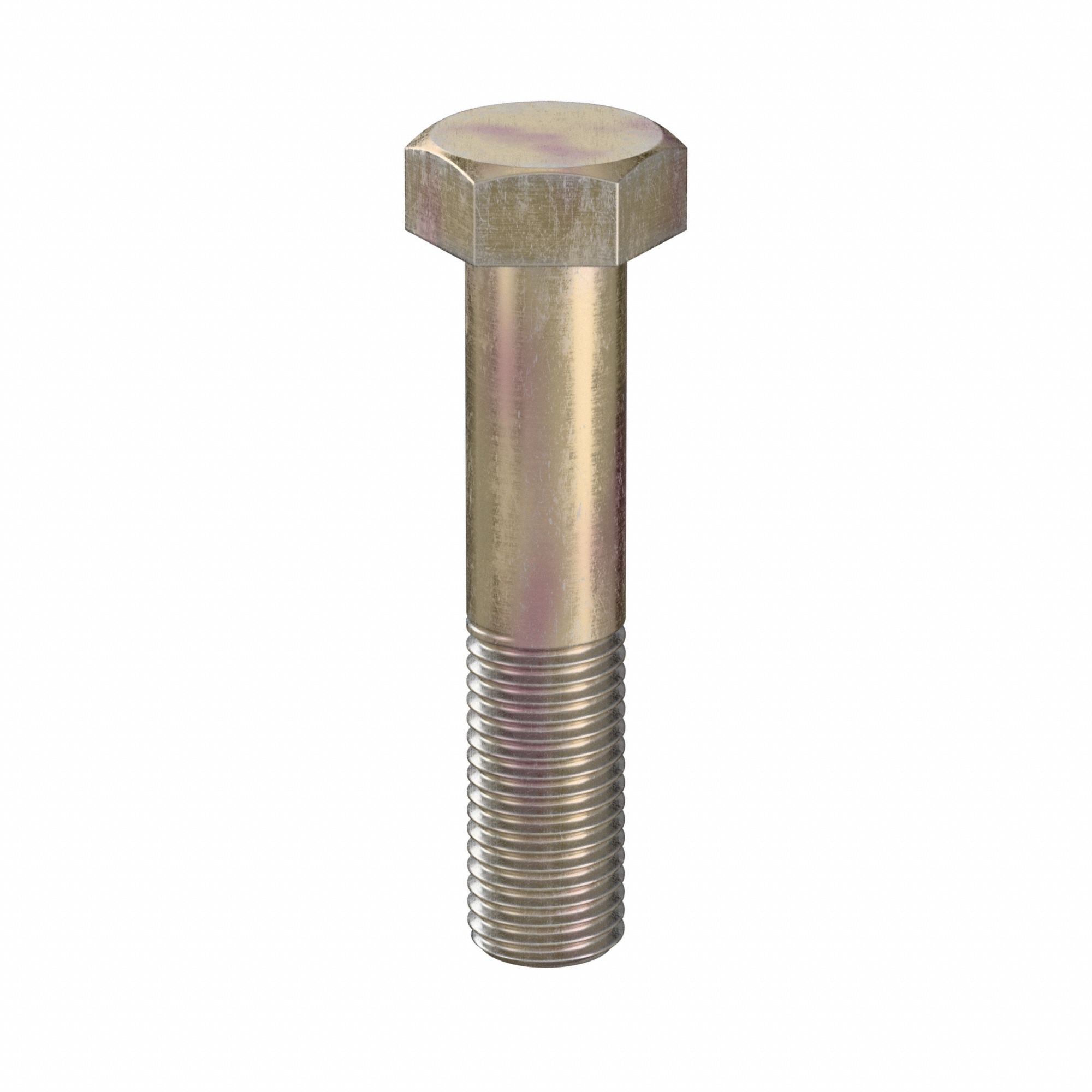 Hex Head Cap Screw: Steel, Class 10.9, Zinc Yellow, M20, Metric, 95 mm lg, Partially Threaded, 10 PK