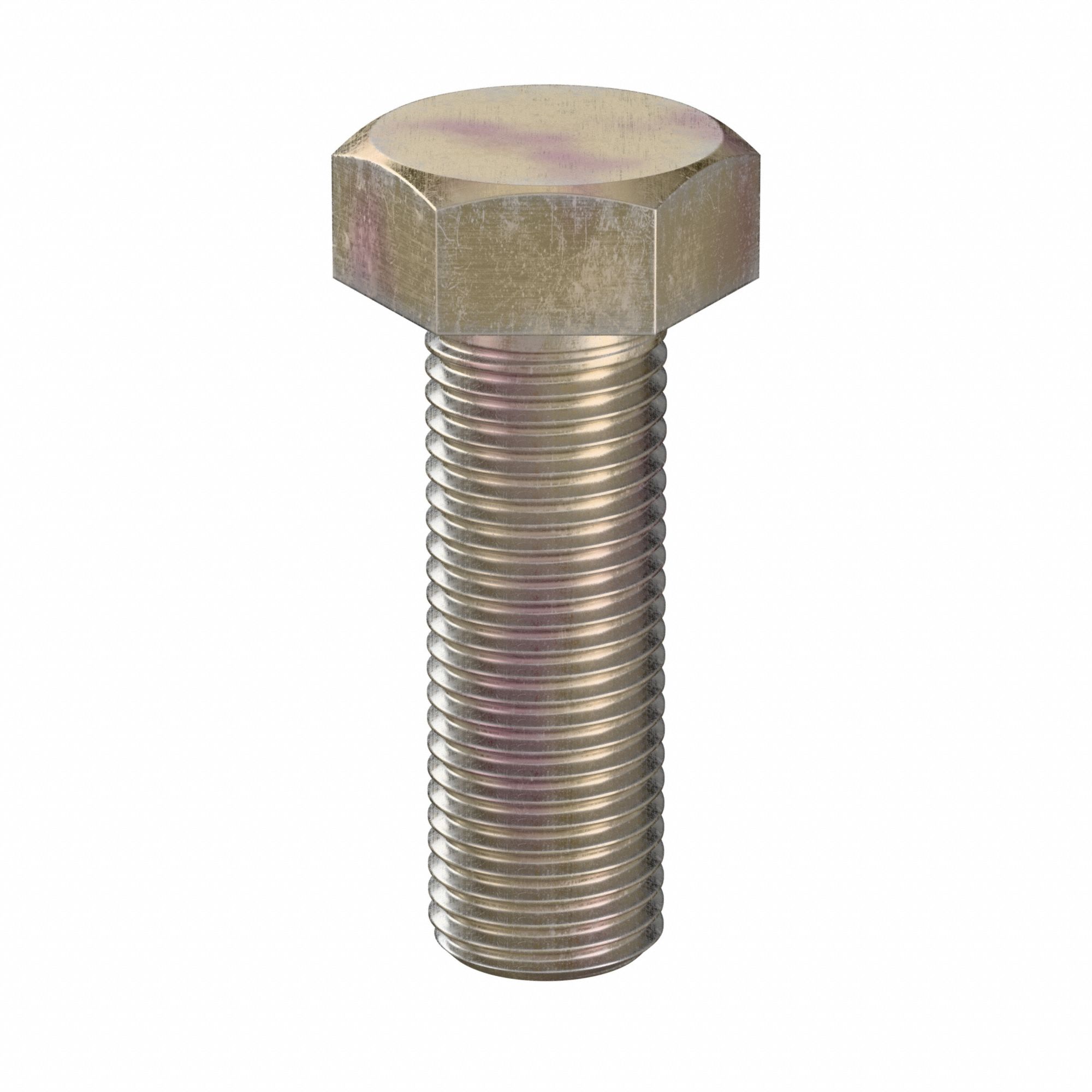 Hex Head Cap Screw: Steel, Class 10.9, Zinc Yellow, M27, Metric, 80 mm lg, Fully Threaded, 5 PK