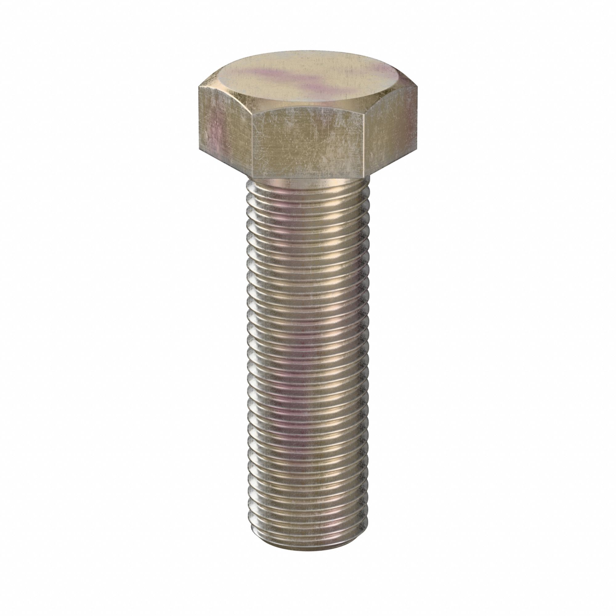 Hex Head Cap Screw: Steel, Class 10.9, Zinc Yellow, M27, Metric, 90 mm lg, Fully Threaded, 5 PK