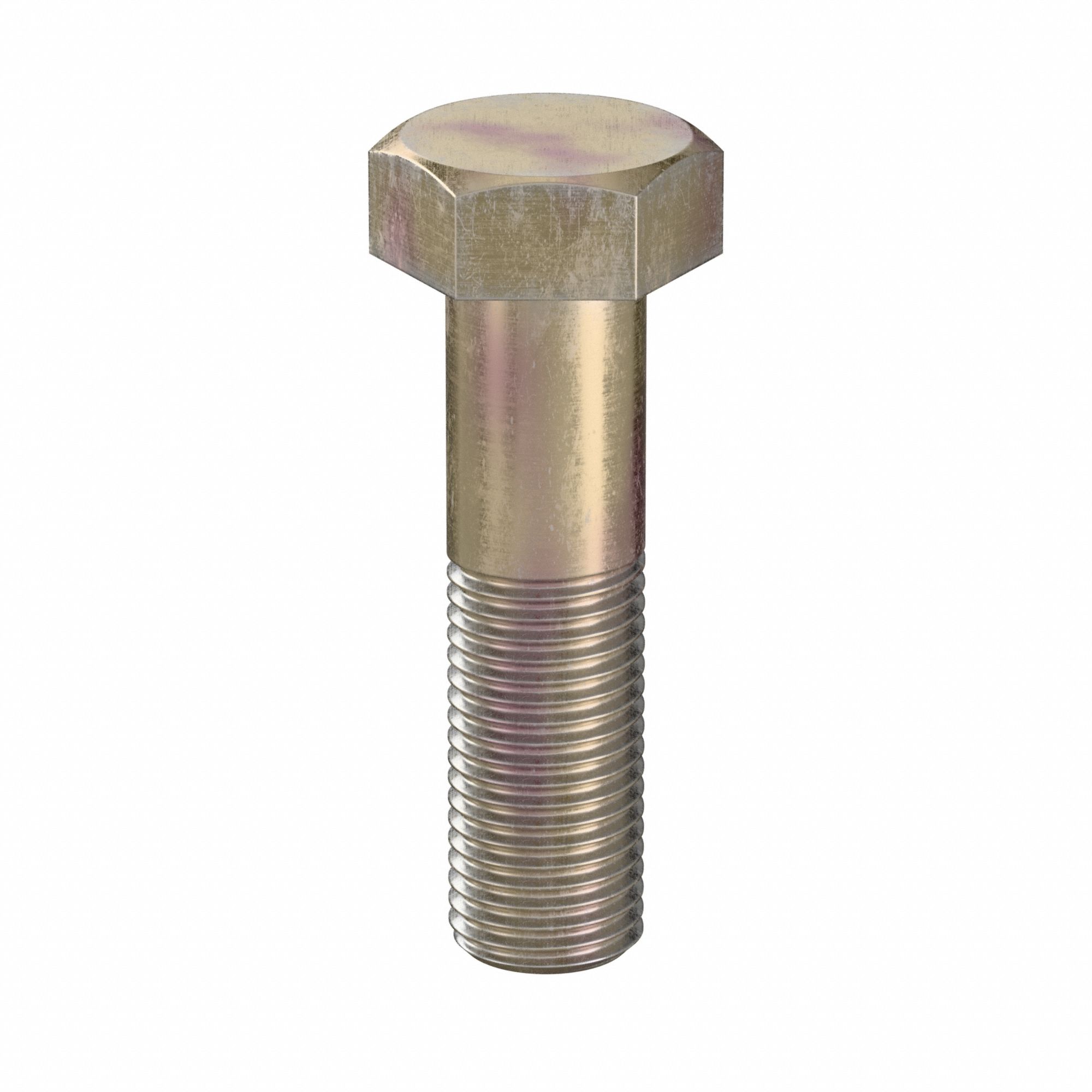 Hex Head Cap Screw: Steel, Class 10.9, Zinc Yellow, M27, Metric, 100 mm lg, Partially Threaded, 5 PK