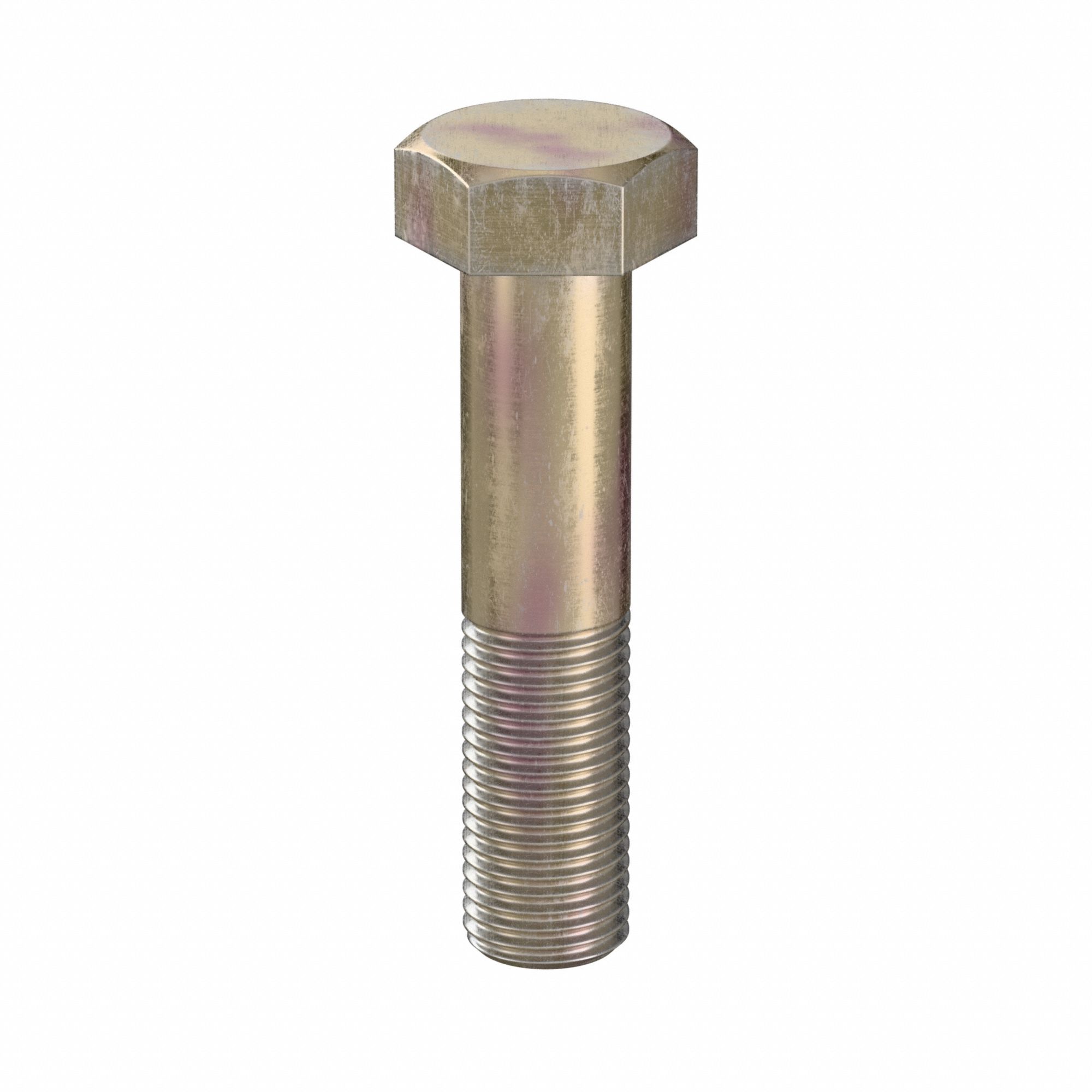 Hex Head Cap Screw: Steel, Class 10.9, Zinc Yellow, M27, Metric, 120 mm lg, Partially Threaded, 5 PK
