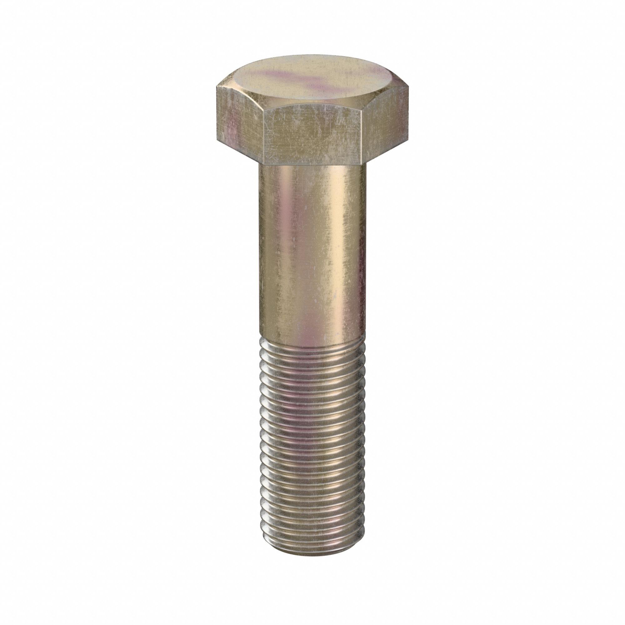 Hex Head Cap Screw: Steel, Class 10.9, Zinc Yellow, M30, Metric, 120 mm lg, Fully Threaded, Metric