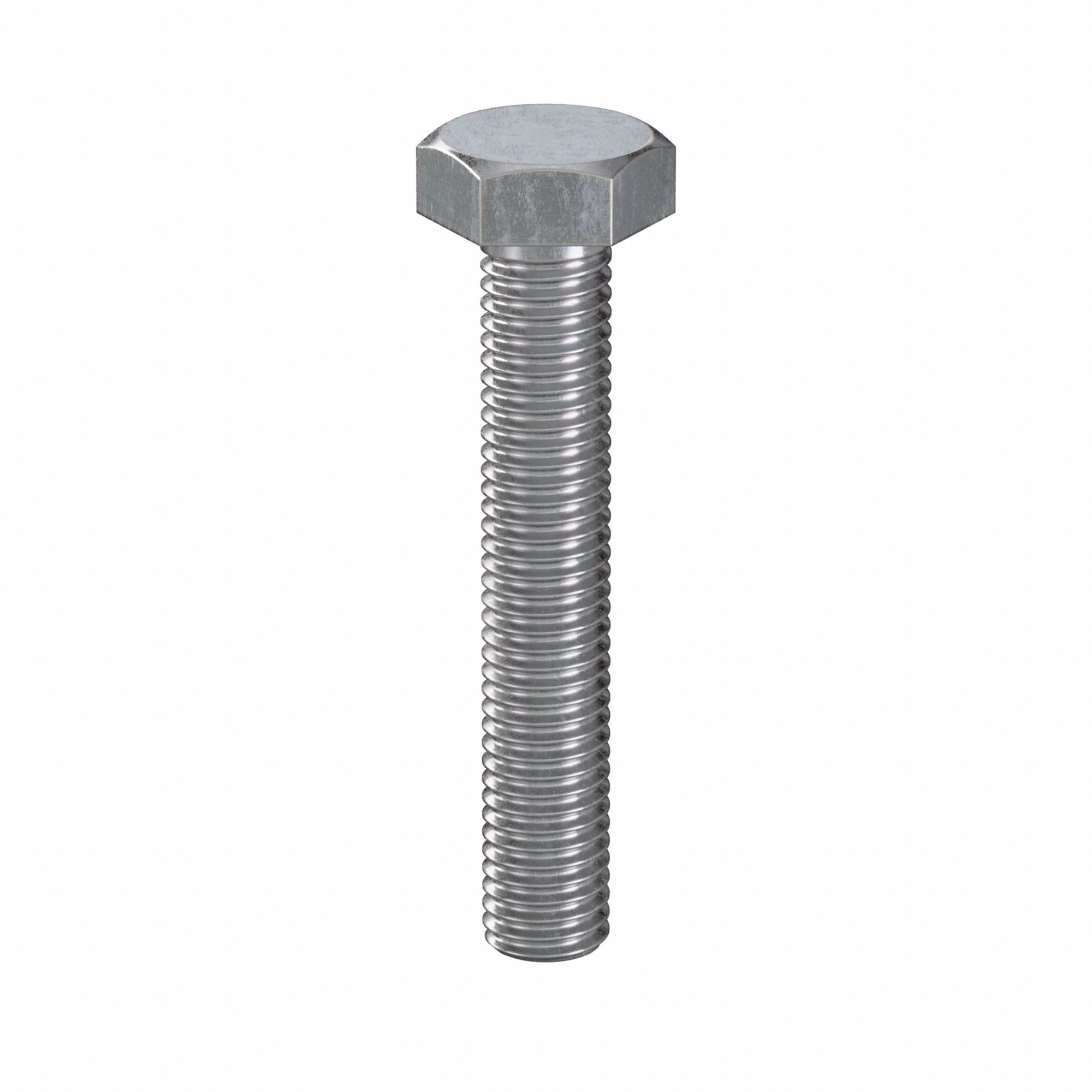 Hex Head Cap Screw: Steel, Class 8.8, Zinc Plated, M10, Metric, 60 mm lg, Fully Threaded, 50 PK