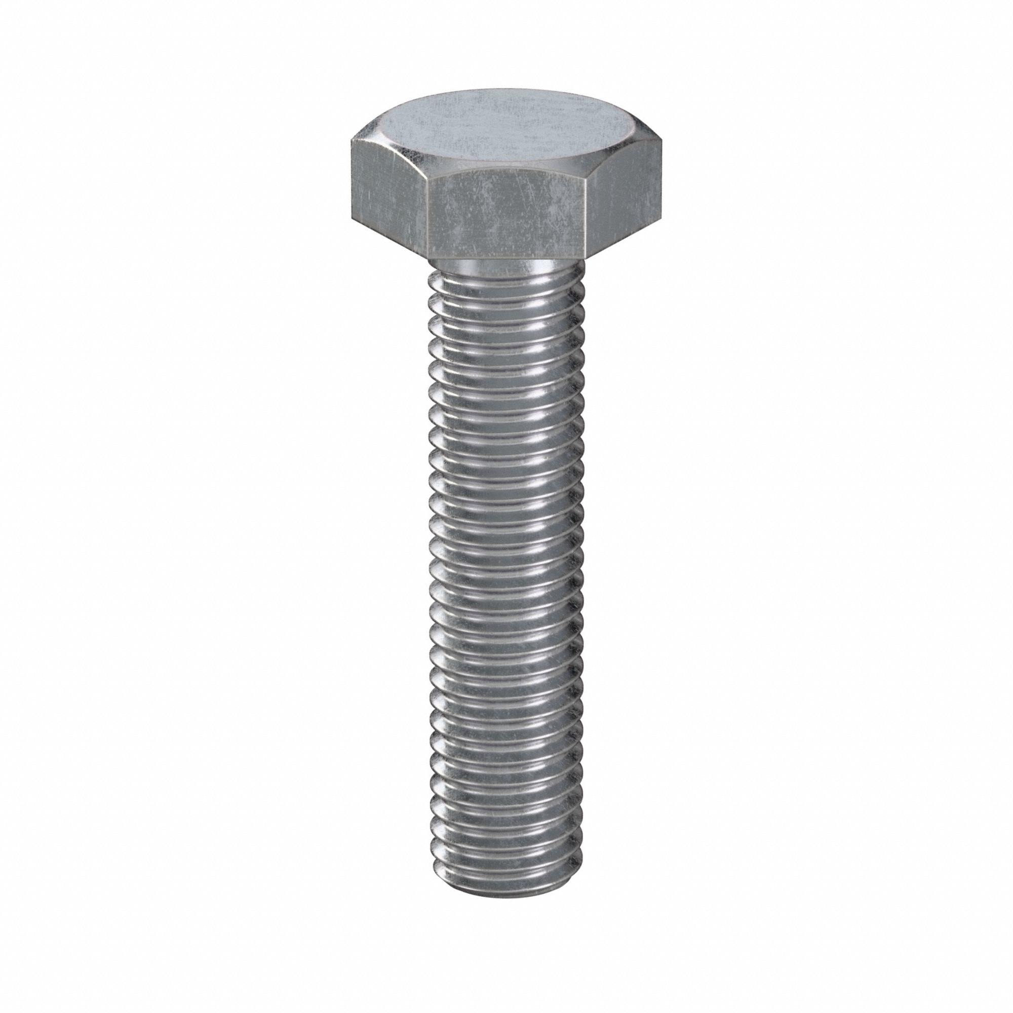 Hex Head Cap Screw: Steel, Class 8.8, Zinc Plated, M10, Metric, 45 mm lg, Fully Threaded, 50 PK