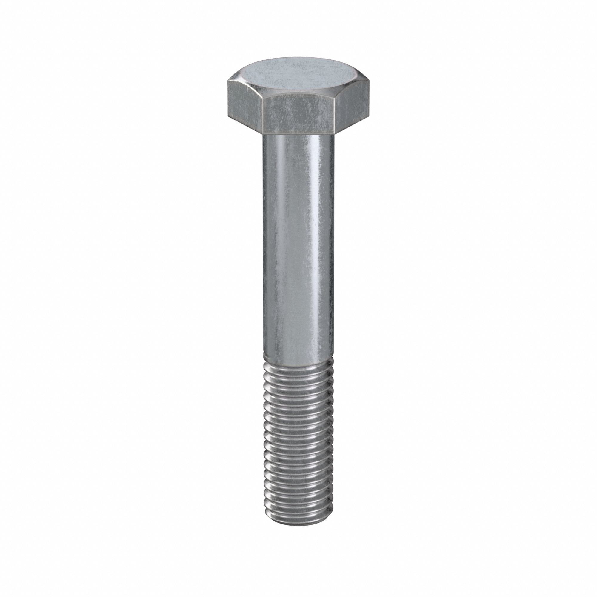 Hex Head Cap Screw: Steel, Class 8.8, Zinc Plated, M10, Metric, 60 mm lg, Partially Threaded, 50 PK