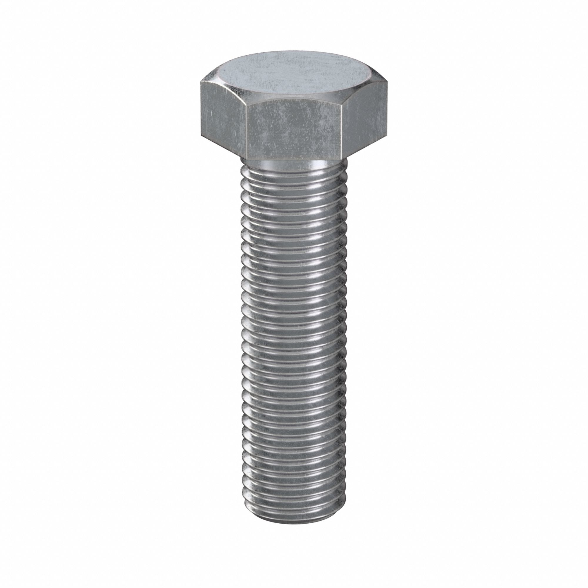 Hex Head Cap Screw: Steel, Class 8.8, Zinc Plated, M16, Metric, 60 mm lg, Fully Threaded, 25 PK