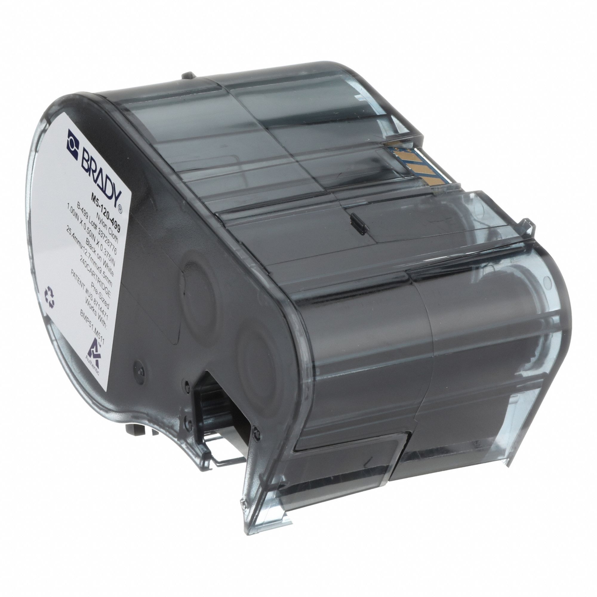 Combined Label and Ribbon Cartridge: Rectangle, 1/2 in x 1 in, Cryogenic Autoclavable Nylon