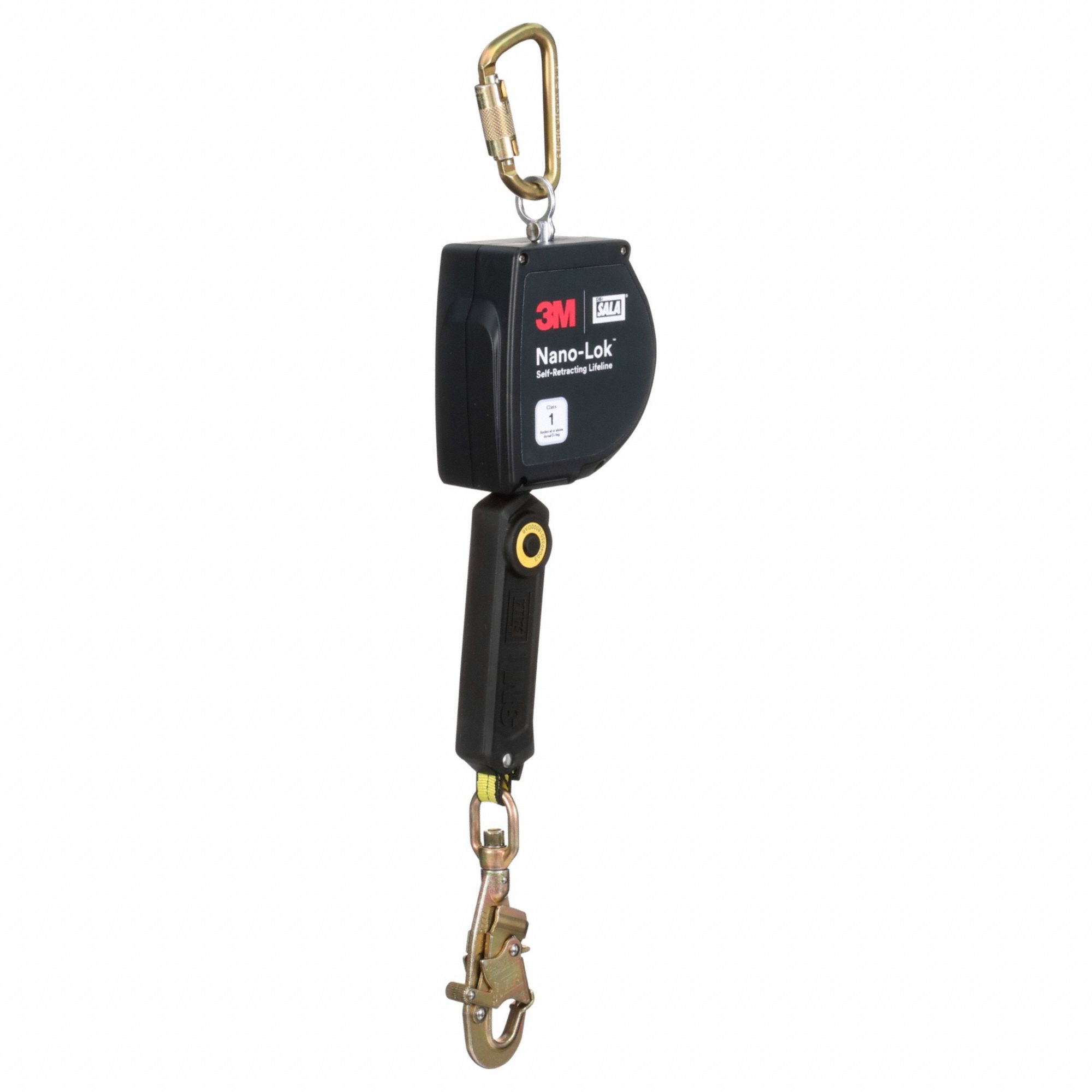 Self Retracting Lifeline: Steel Carabiner Anchor, Harness Steel Snap Hook, 20 ft Line