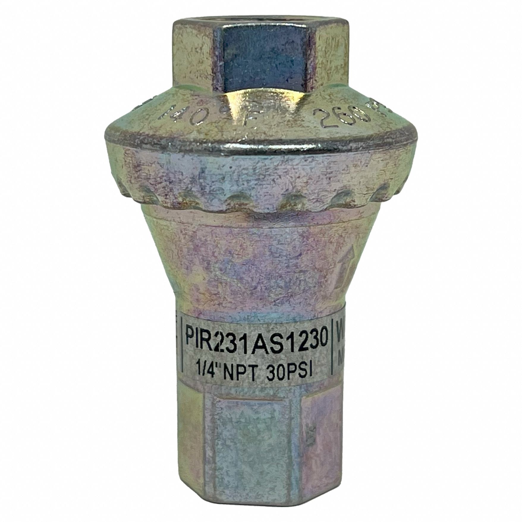 Miniature Regulator: 1/4 in Female NPT, 1/4 in Female NPT, Zinc, 274 psi Max Op Pressure