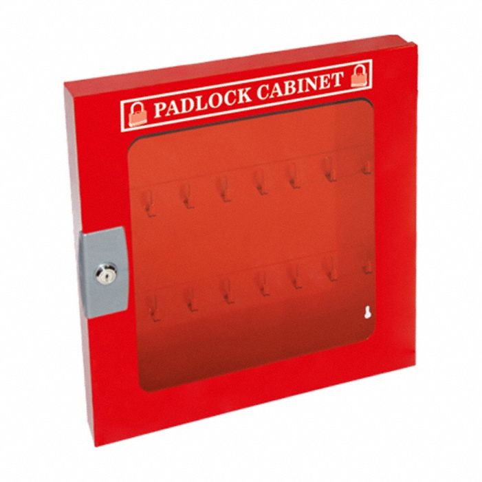 Lockout Padlock Cabinet: Padlock Station, No Padlocks, Powder Coated, 7337