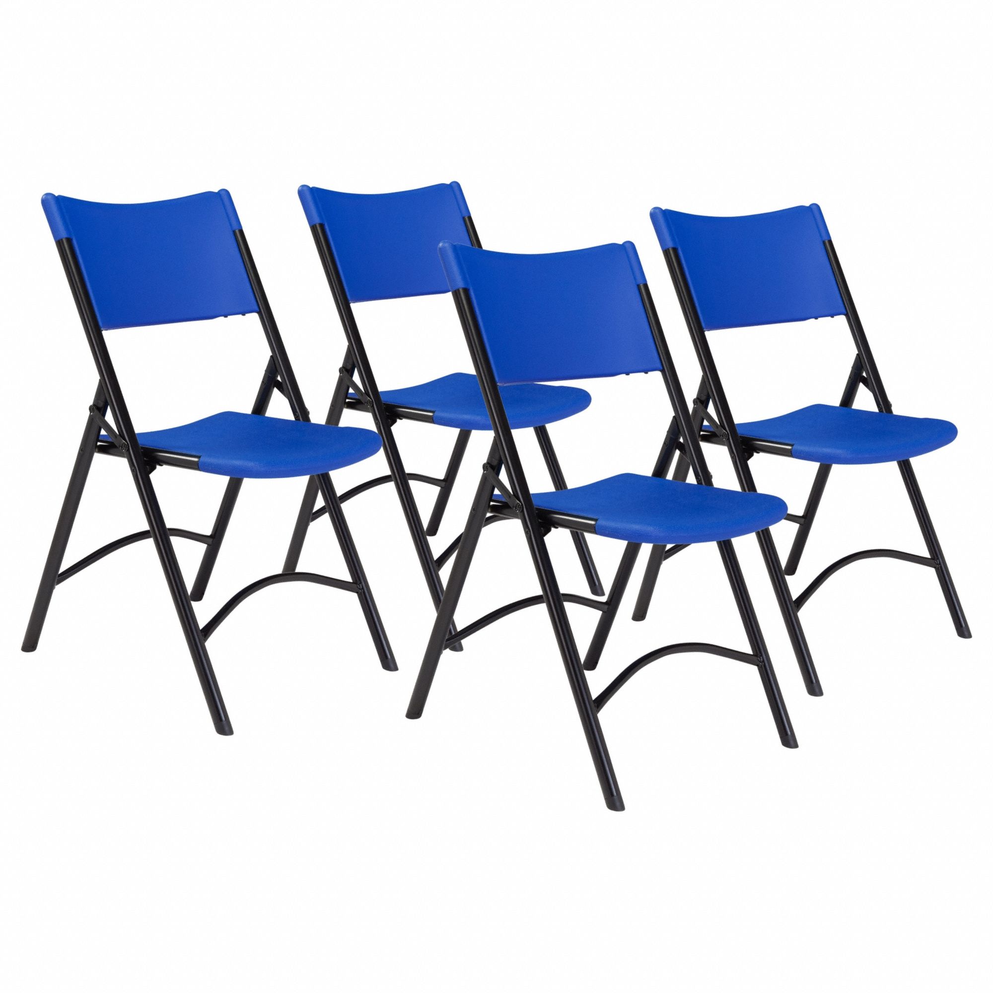 Folding Chair: Plastic Seat, Steel Frame, Blue Seat, 500 lb Wt Capacity