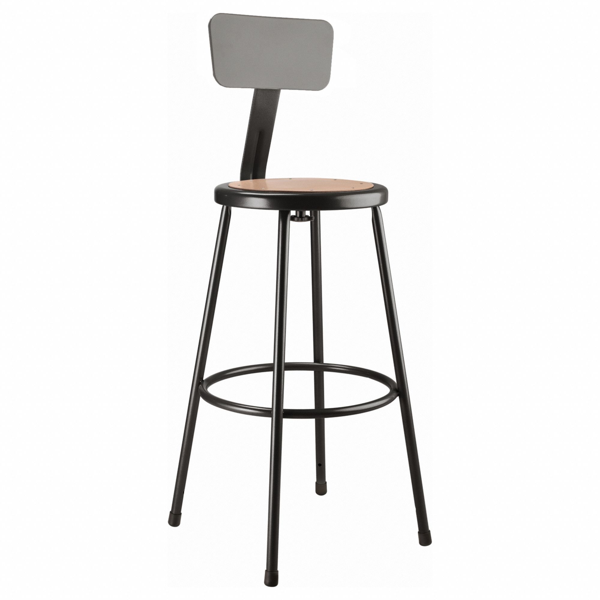 Black Hardboard Stool Back, 30": 43 in Overall Ht, 14 in Seat Wd, Black