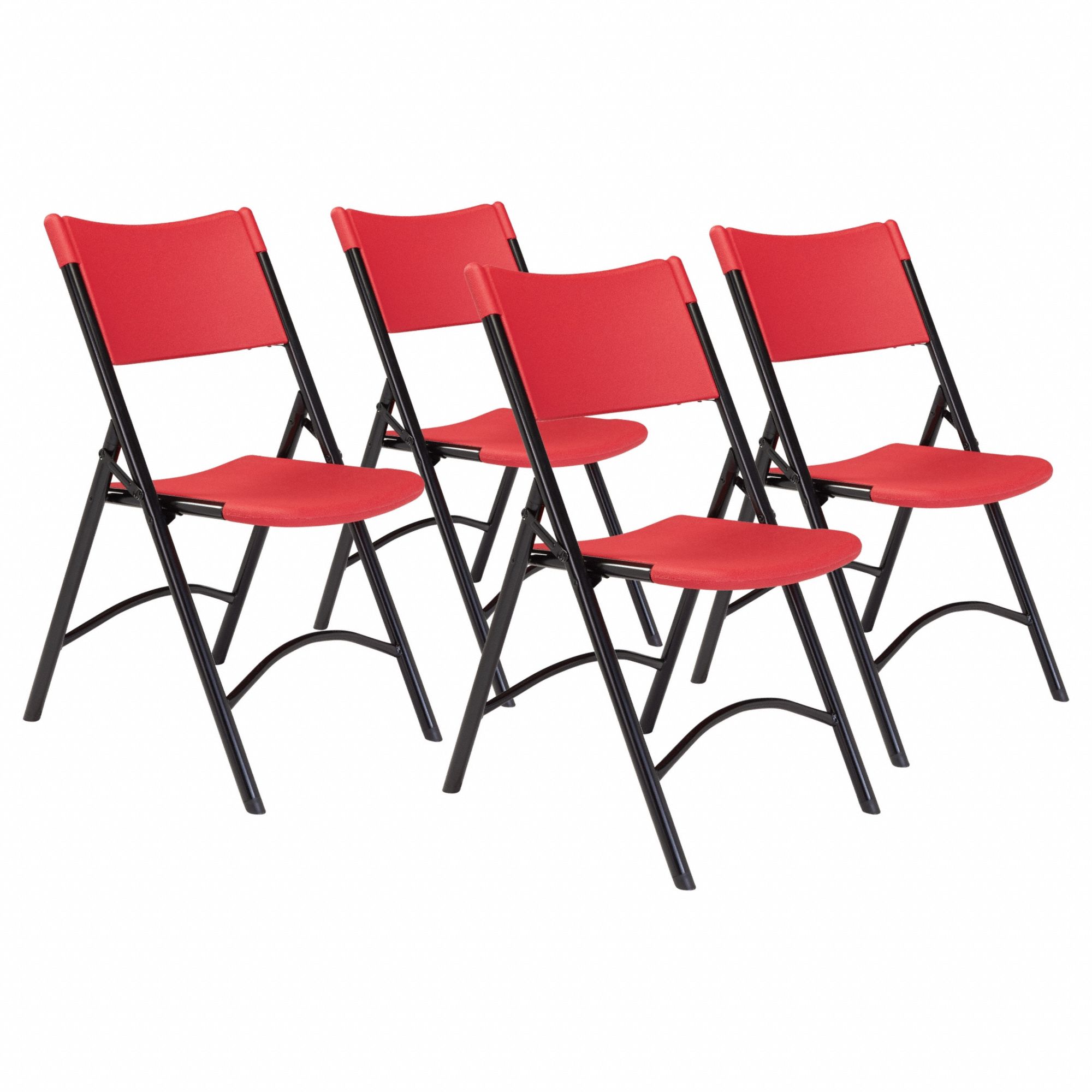 Folding Chair: Plastic Seat, Steel Frame, Red Seat, 500 lb Wt Capacity