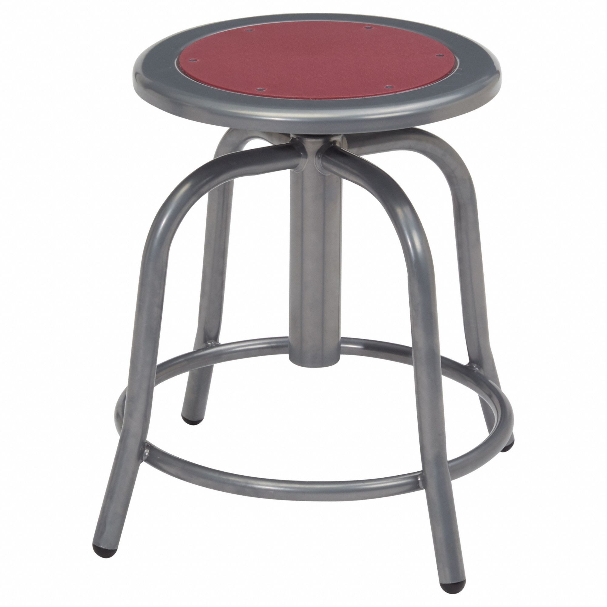 Burgundy Metal/Grey Frame Stool: 18 in Overall Ht, 14 1/2 in Seat Wd, Gray