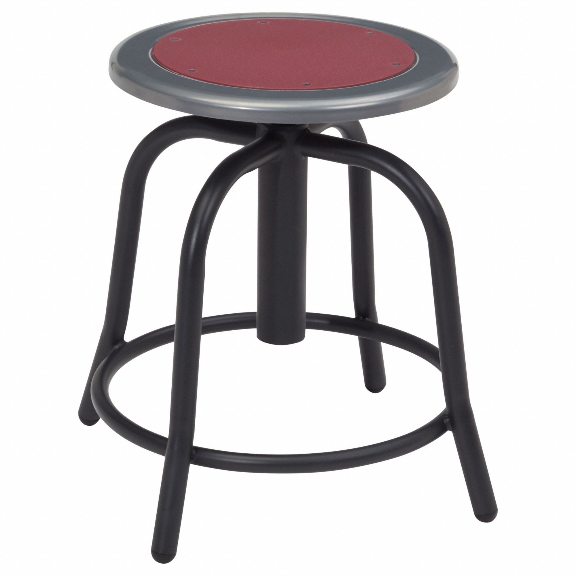 Burgundy Metal/Black Frame Stool: 18 in Overall Ht, 14 1/2 in Seat Wd, Black