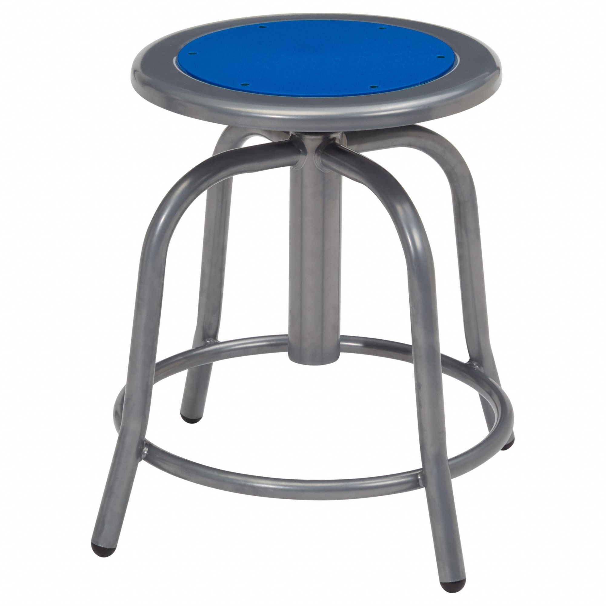 Blue Metal/Grey Frame Stool: 18 in Overall Ht, 14 1/2 in Seat Wd, Gray