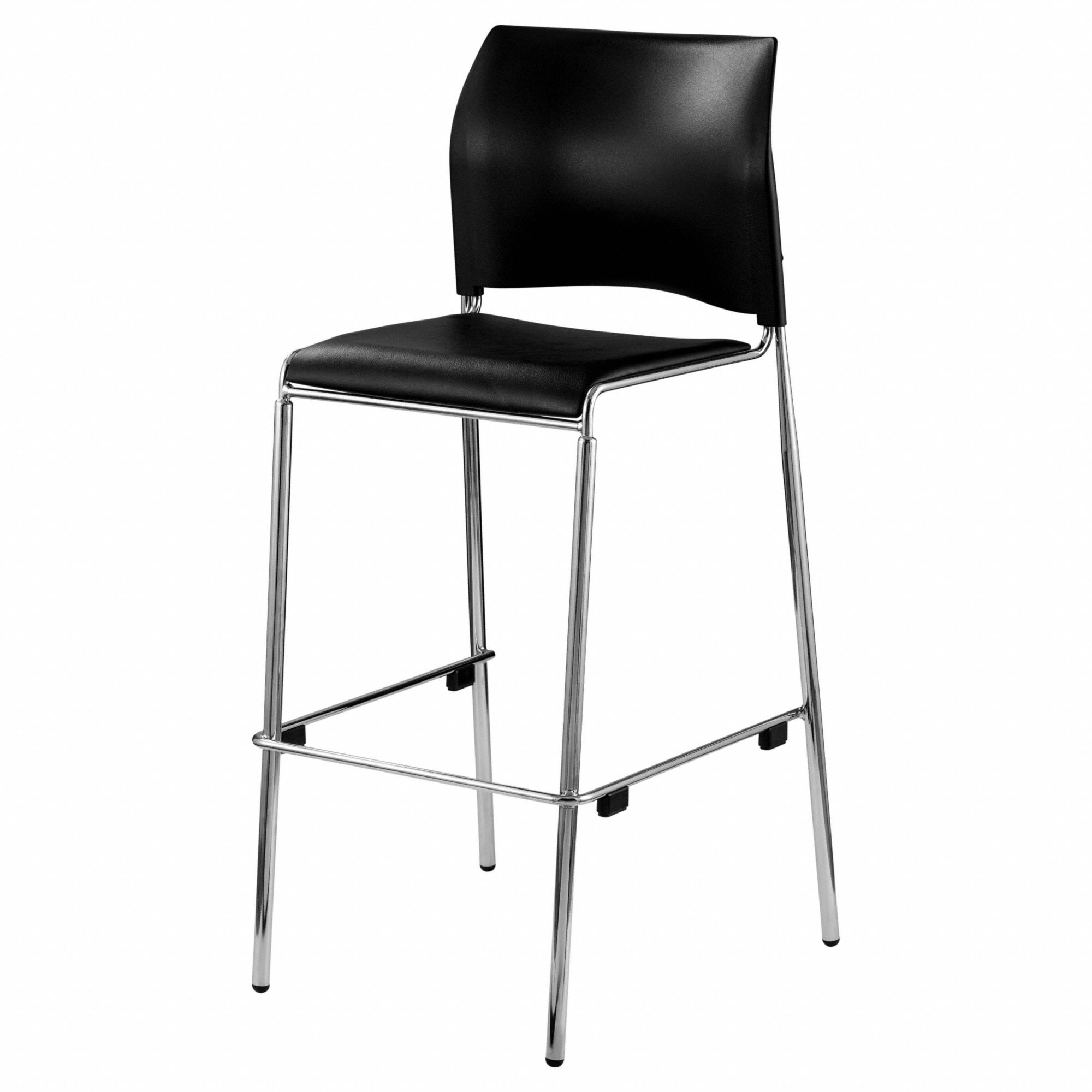 Bar Stool: Black, Armless Arm, 21 1/2 in Overall Wd, 22 5/8 in Overall Dp