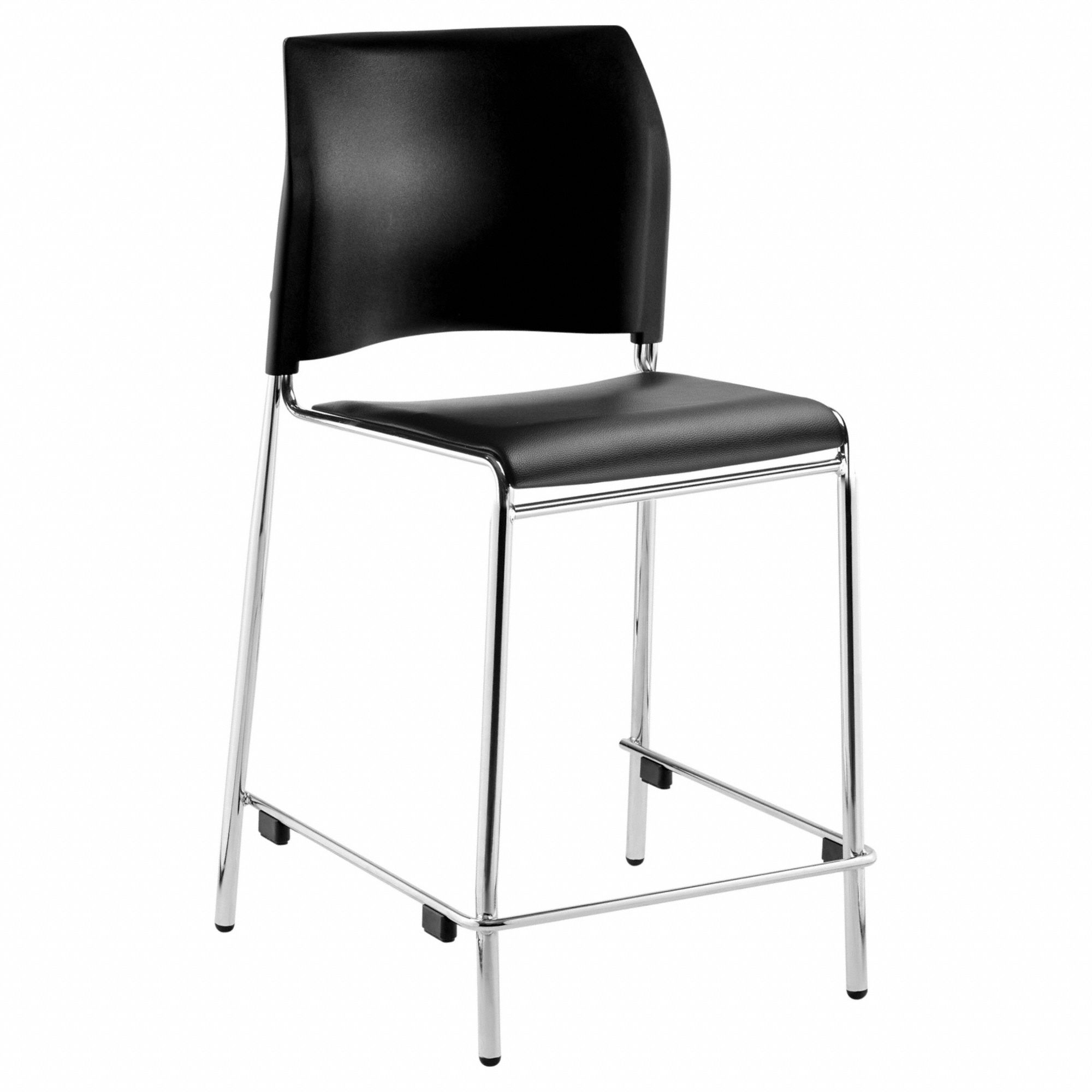 Bar Stool: Black, Armless Arm, 21 1/2 in Overall Wd, 22 5/8 in Overall Dp