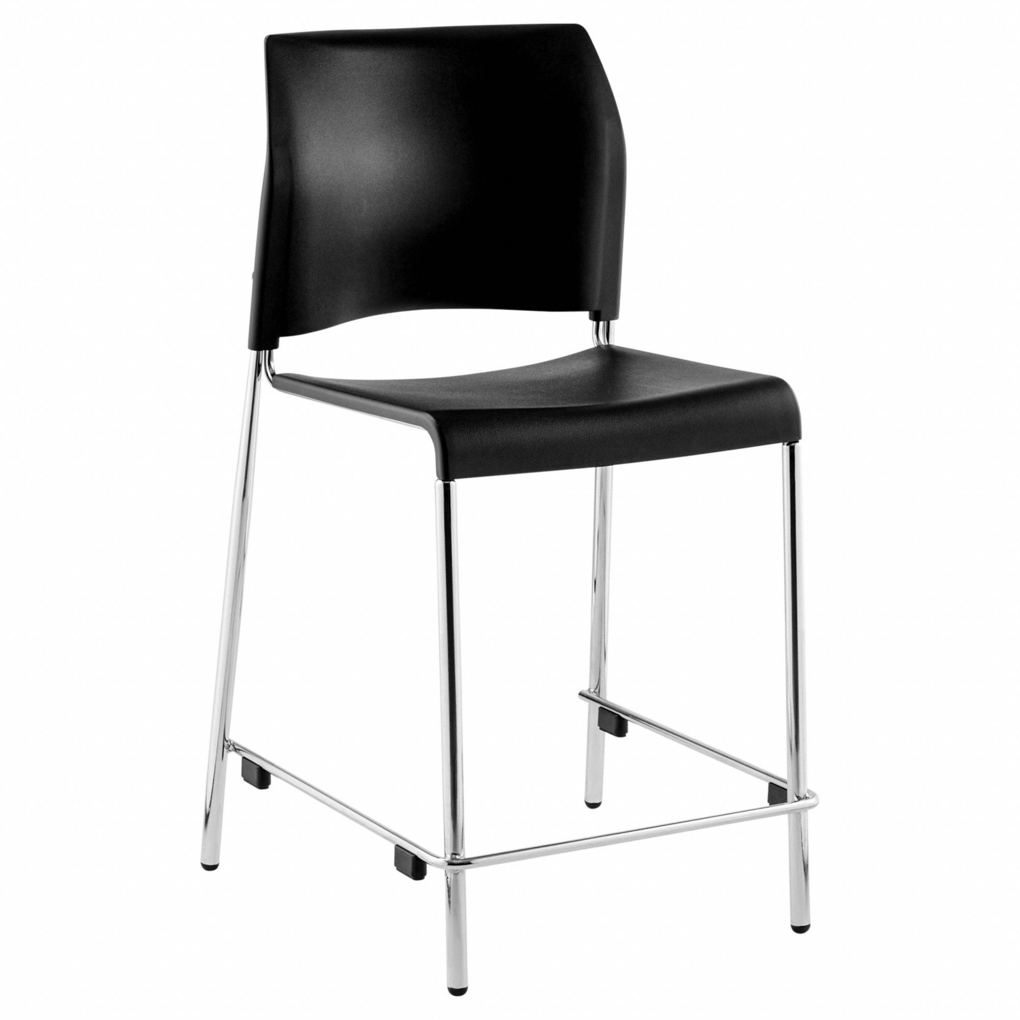 Bar Stool: Black, Armless Arm, 21 1/2 in Overall Wd, 22 5/8 in Overall Dp