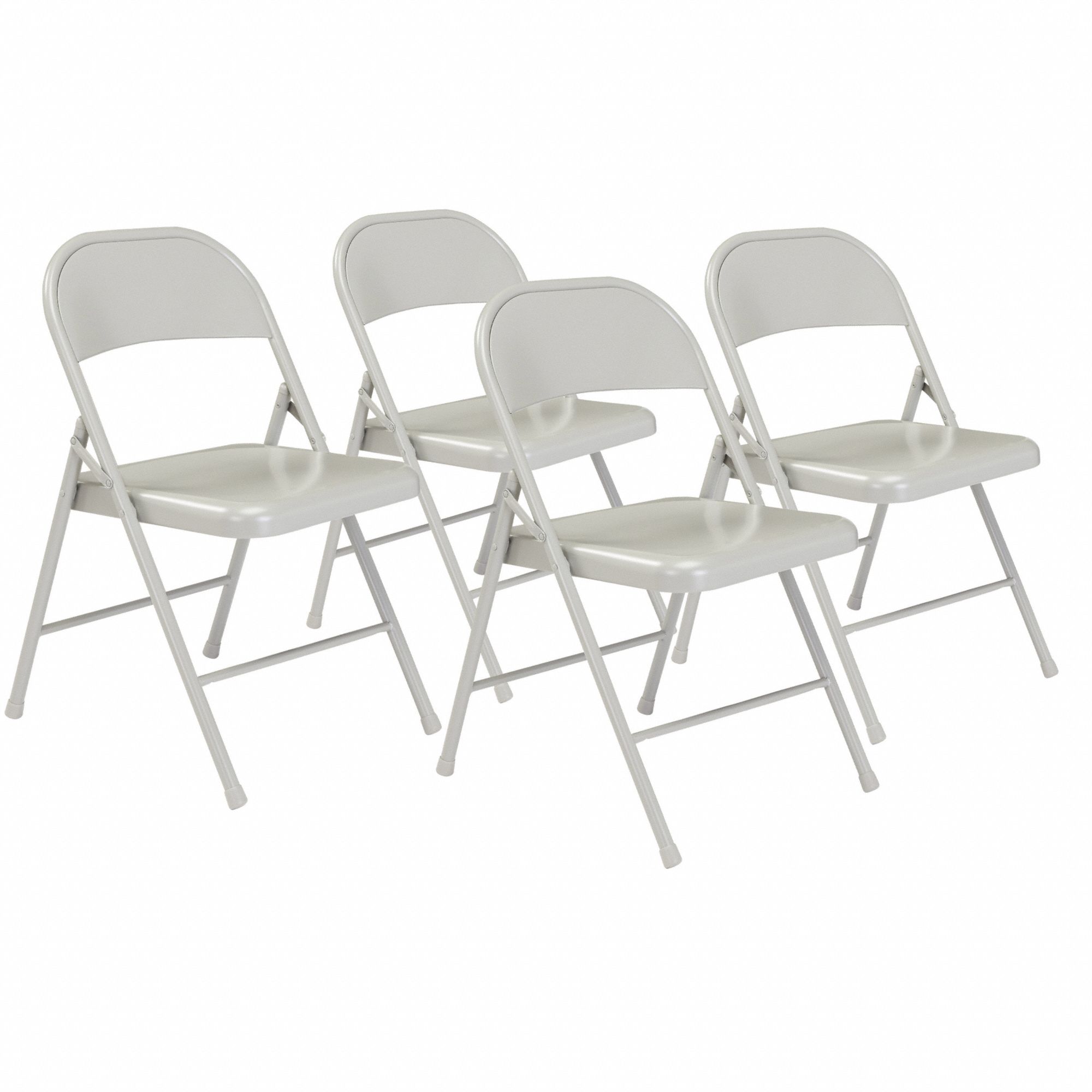 Folding Chair: Steel Seat, Steel Frame, Gray Seat, 250 lb Wt Capacity, 17 3/4 in Seat Ht