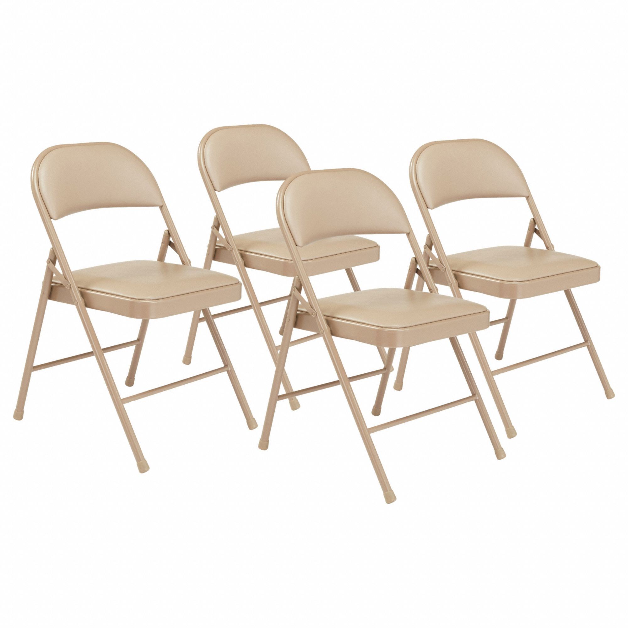 Folding Chair: Vinyl Seat, Vinyl Upholstery, Steel Frame, Beige Seat, 250 lb Wt Capacity