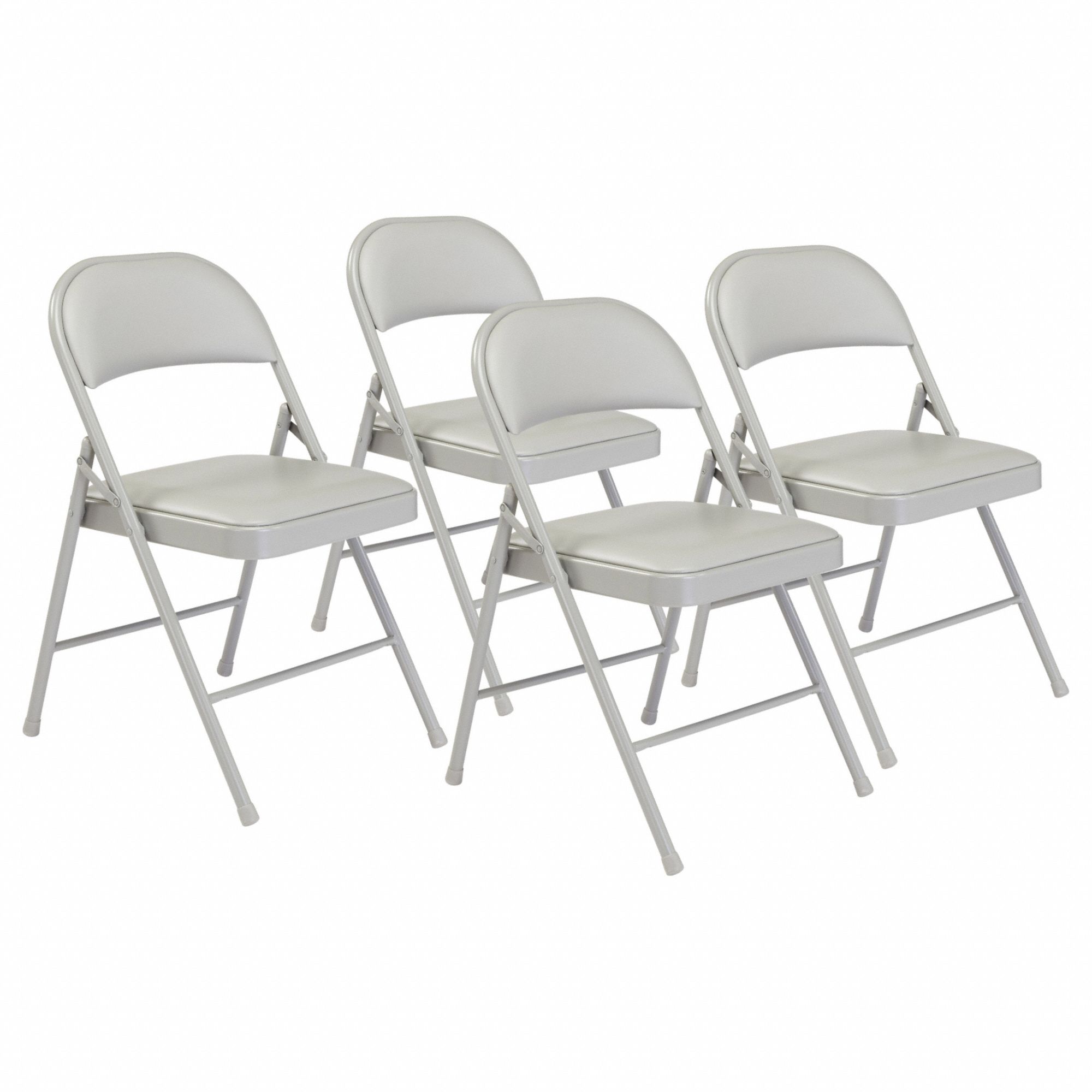 Folding Chair: Vinyl Seat, Vinyl Upholstery, Steel Frame, Gray Seat, 250 lb Wt Capacity