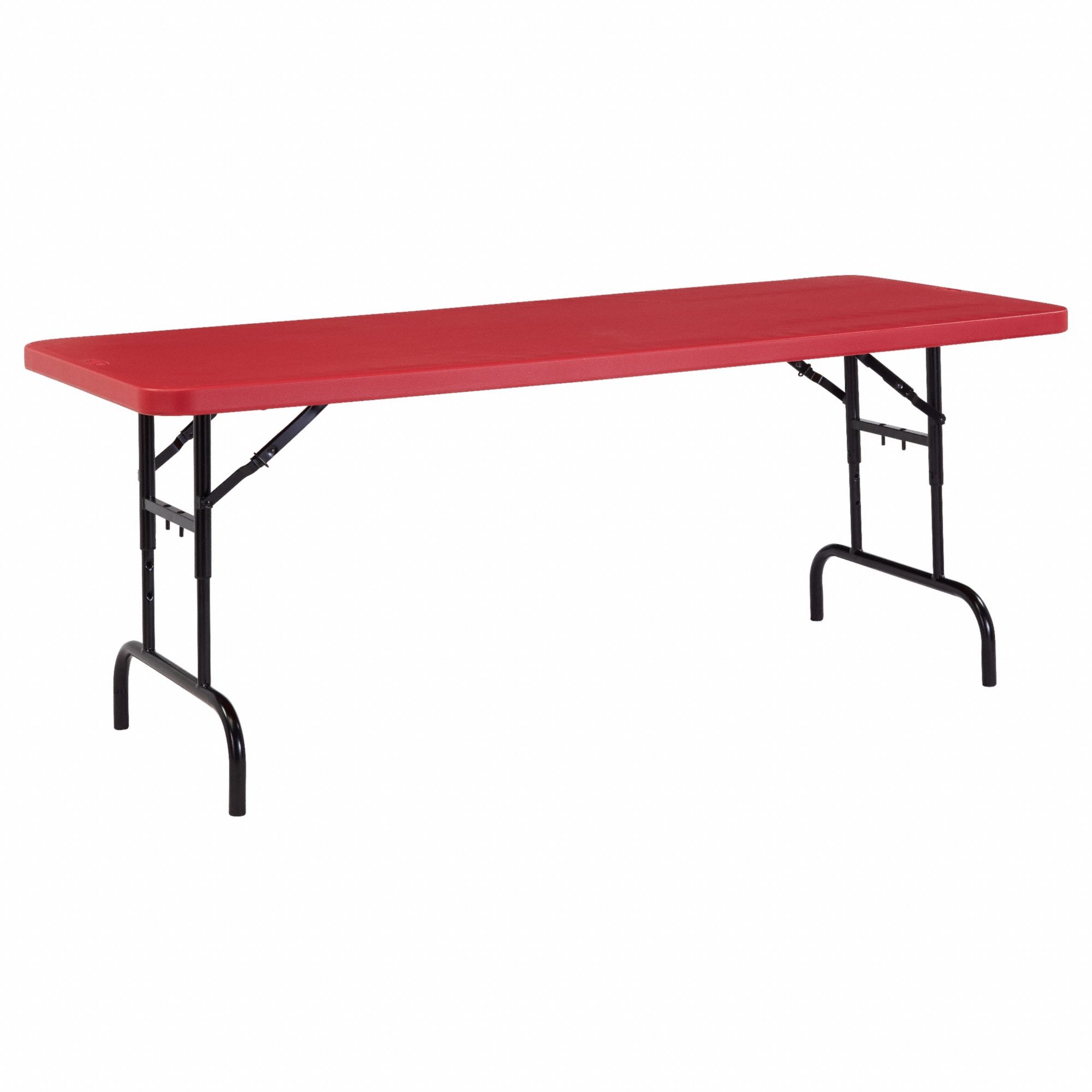 Folding Table: Rectangle Table Shape, Red Tabletop, 22 in to 28 1/2 in, Red