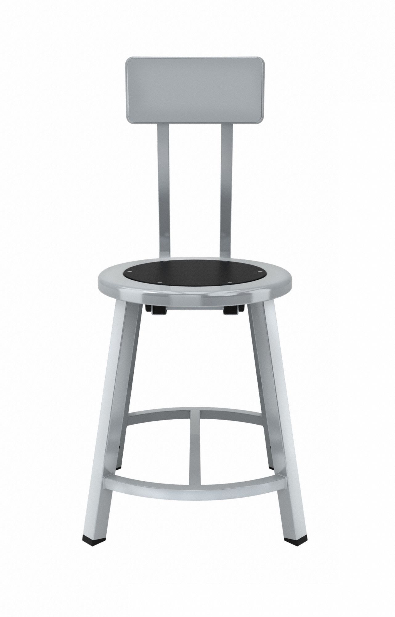 Black Center Metal Stool Back, 18": 33 in Overall Ht, 14 in Seat Wd, Gray