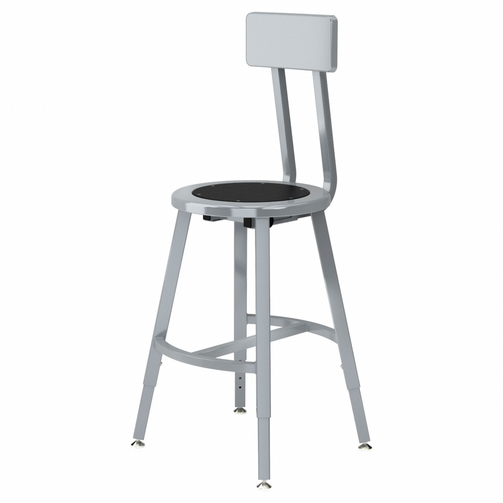 Black Center Metal Stool Back, 18-26": 33 in Overall Ht, 14 in Seat Wd, Gray