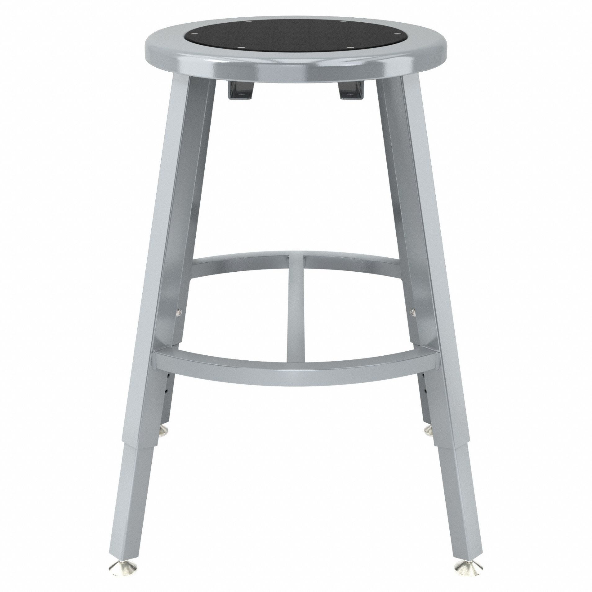 Black Center Metal Stool, 18-26": 18 in Overall Ht, 14 in Seat Wd, Screw Post