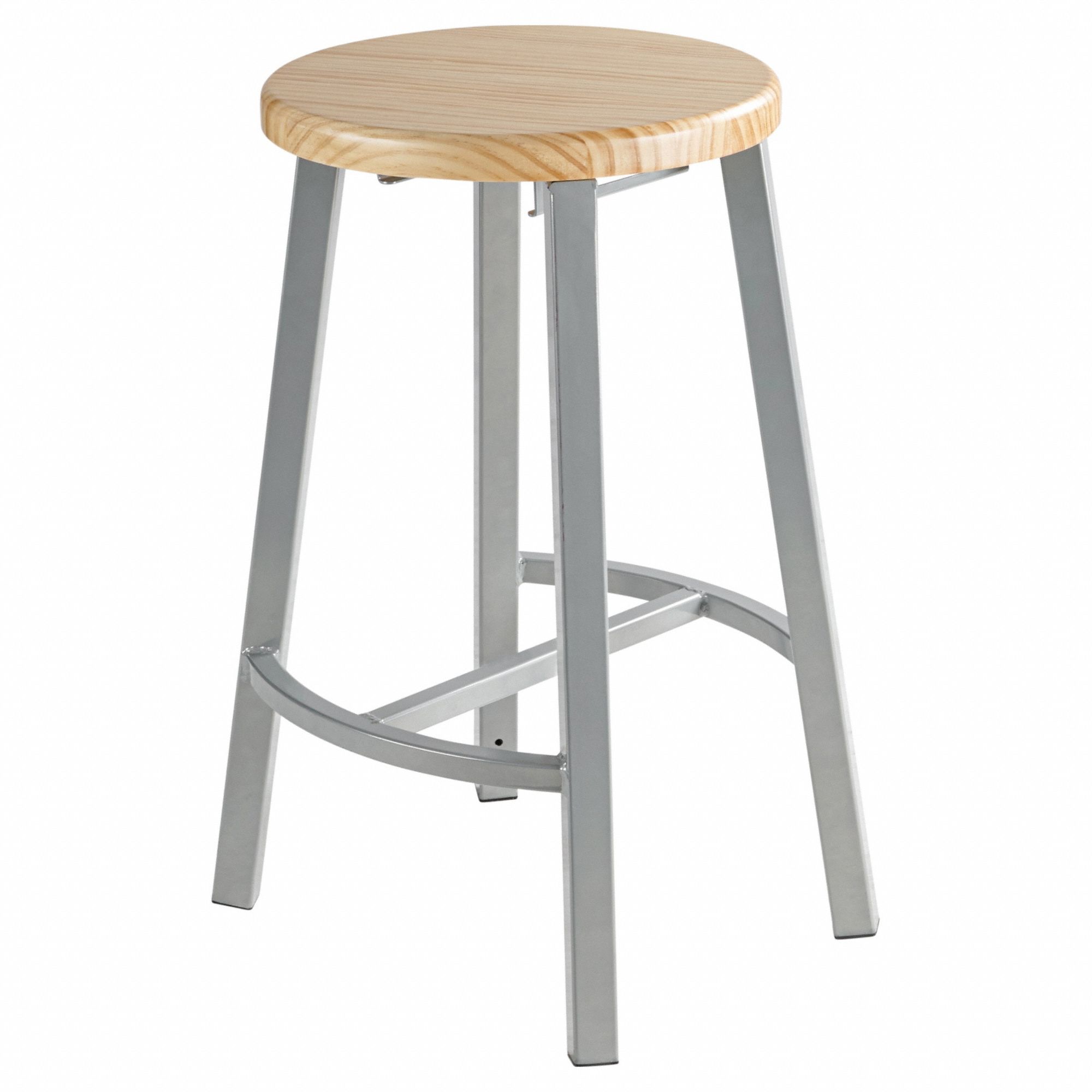 Butcherblock Stool, 24": 24 in Overall Ht, 14 in Seat Wd, Includes Footring