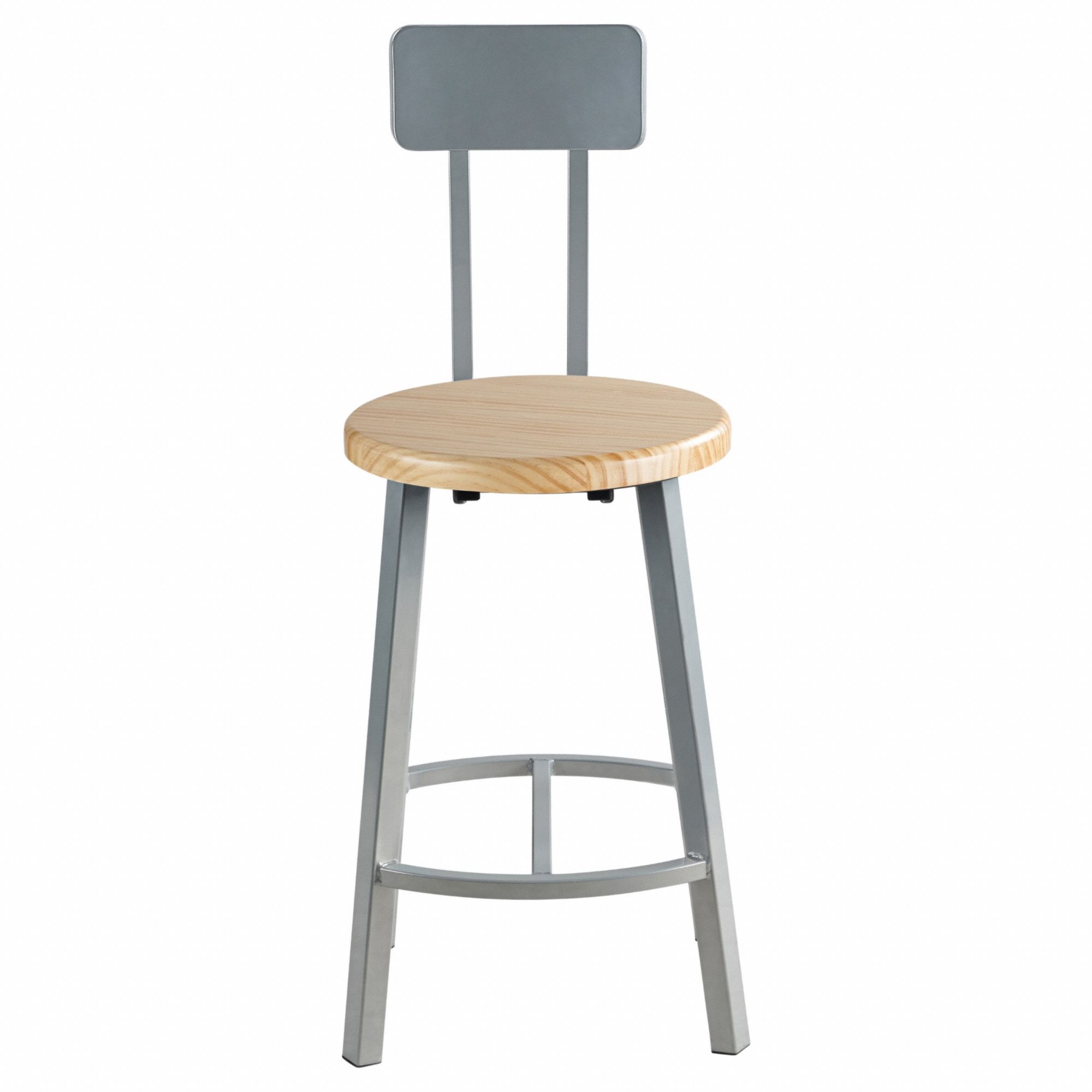 Butcherblock Stool Back, 24": 38 3/4 in Overall Ht, 14 in Seat Wd, Gray, Wood