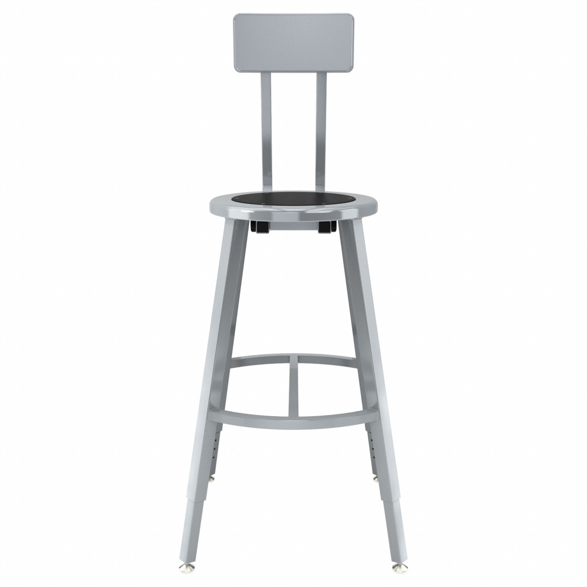 Black Center Metal Stool Back, 24-32": 39 in Overall Ht, 14 in Seat Wd, Gray