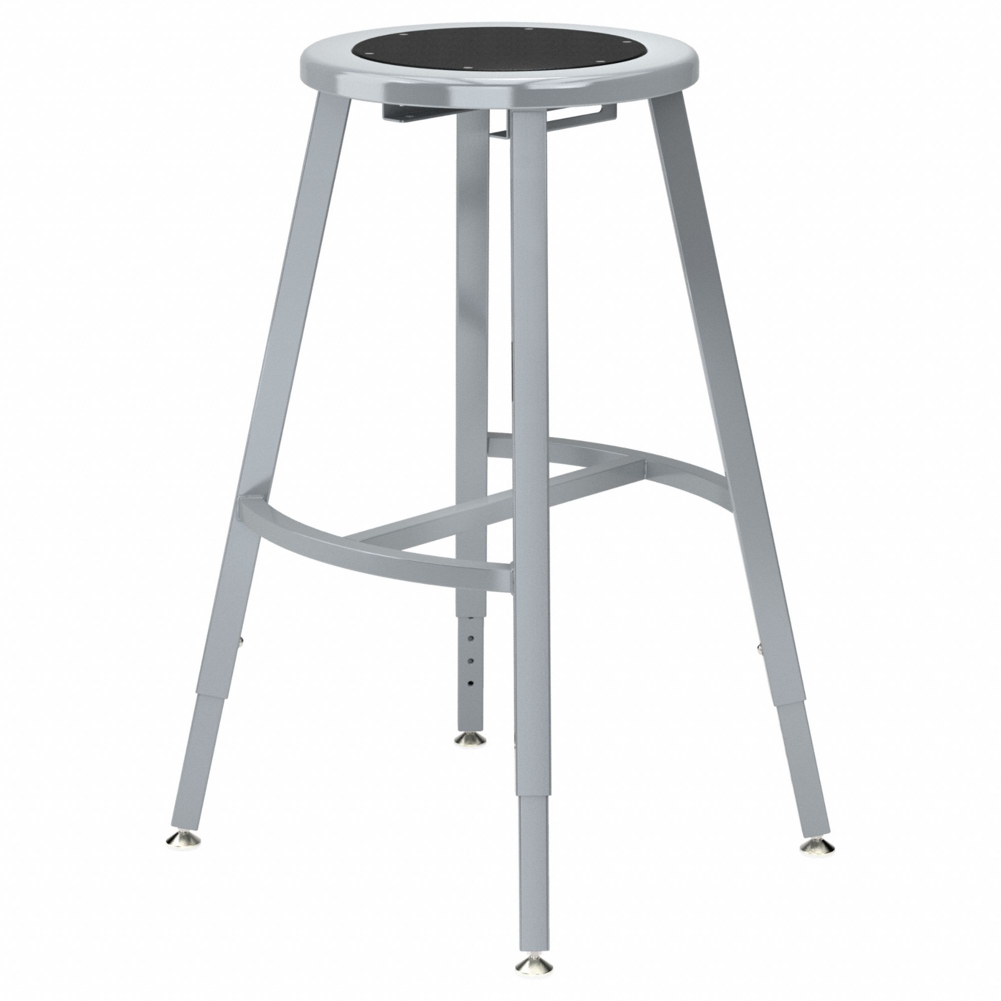 Black Center Metal Stool, 24-32": 24 in Overall Ht, 14 in Seat Wd, Screw Post