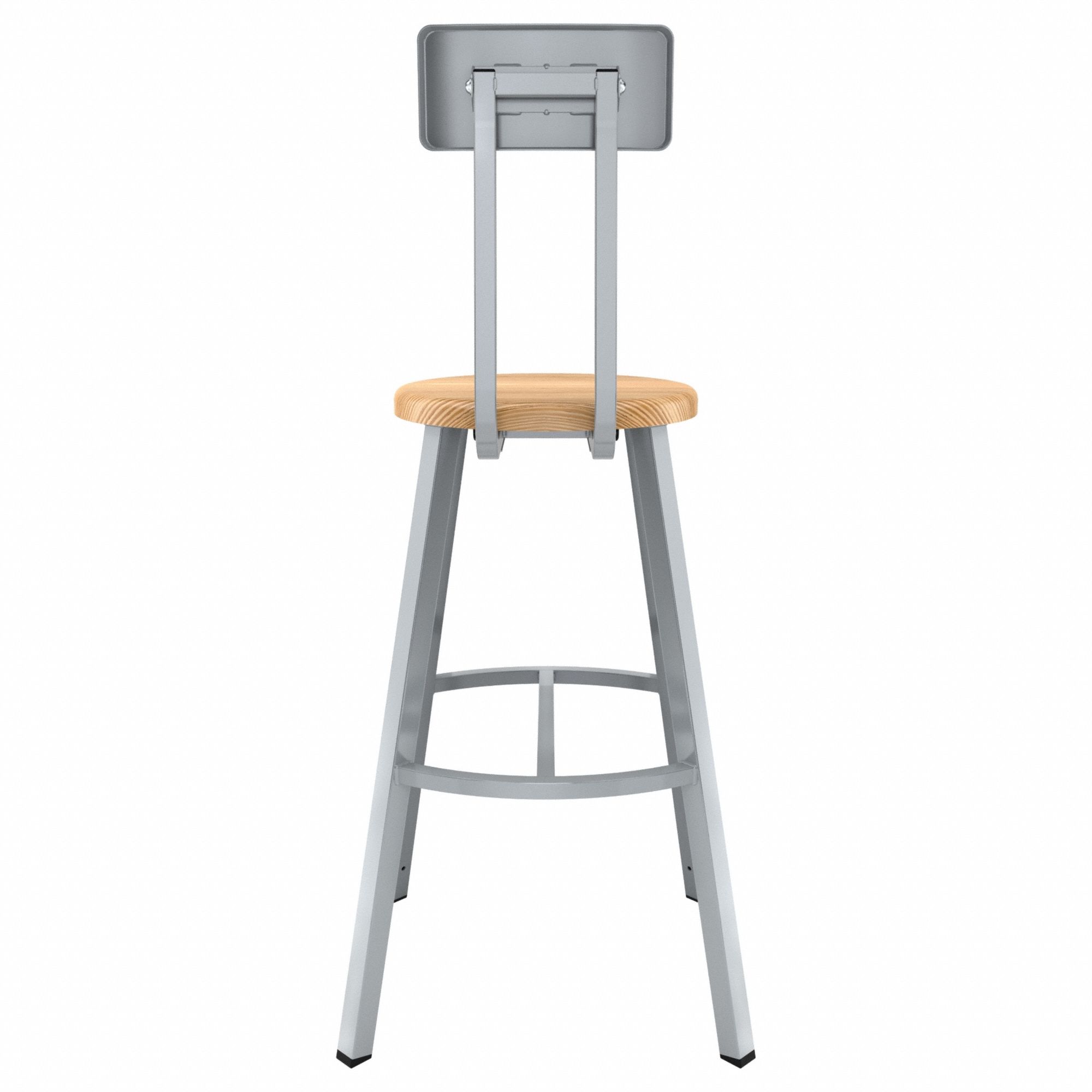 Butcherblock Stool Back, 30": 44 3/4 in Overall Ht, 14 in Seat Wd, Gray, Wood