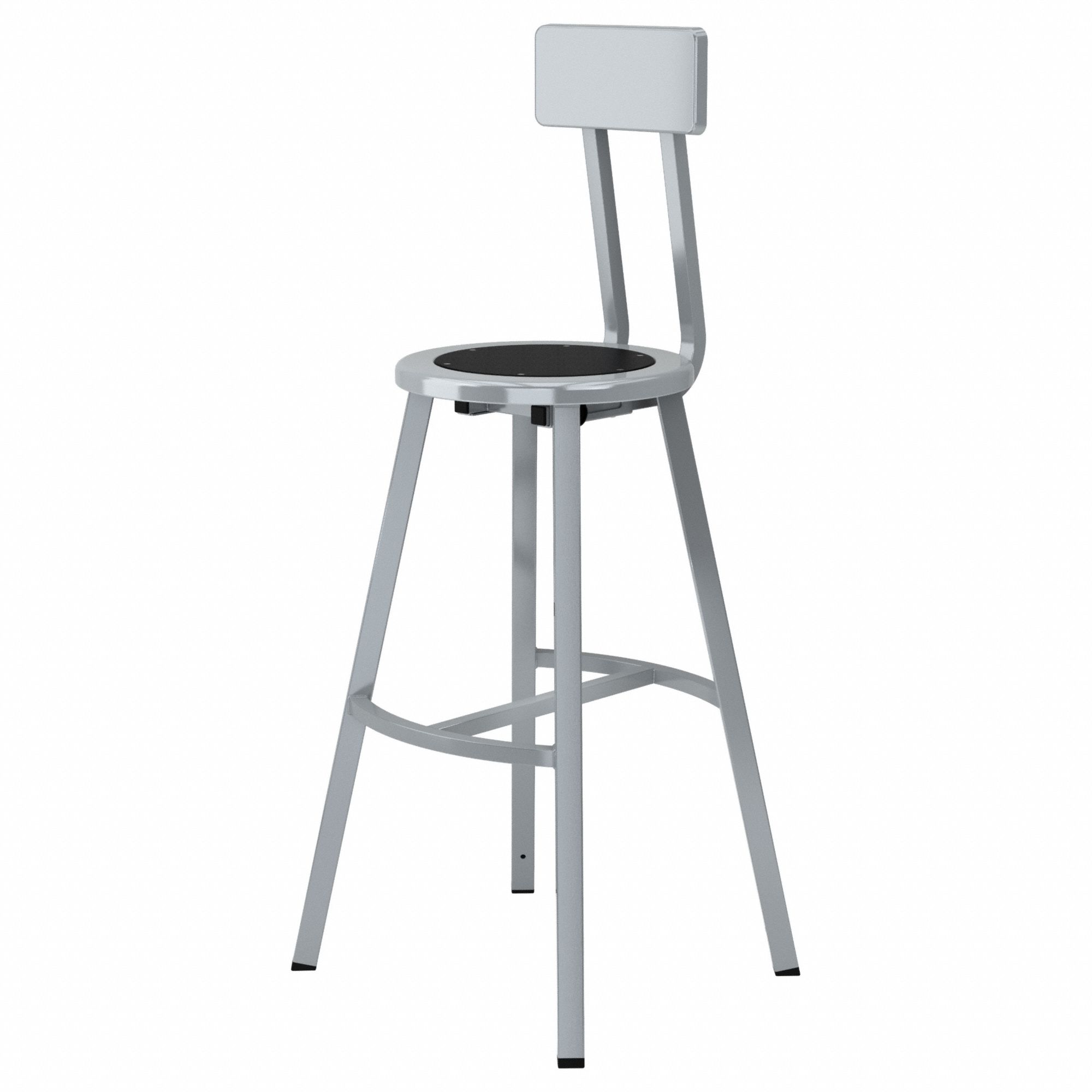 Black Center Metal Stool Back, 30": 44 3/4 in Overall Ht, 14 in Seat Wd, Gray