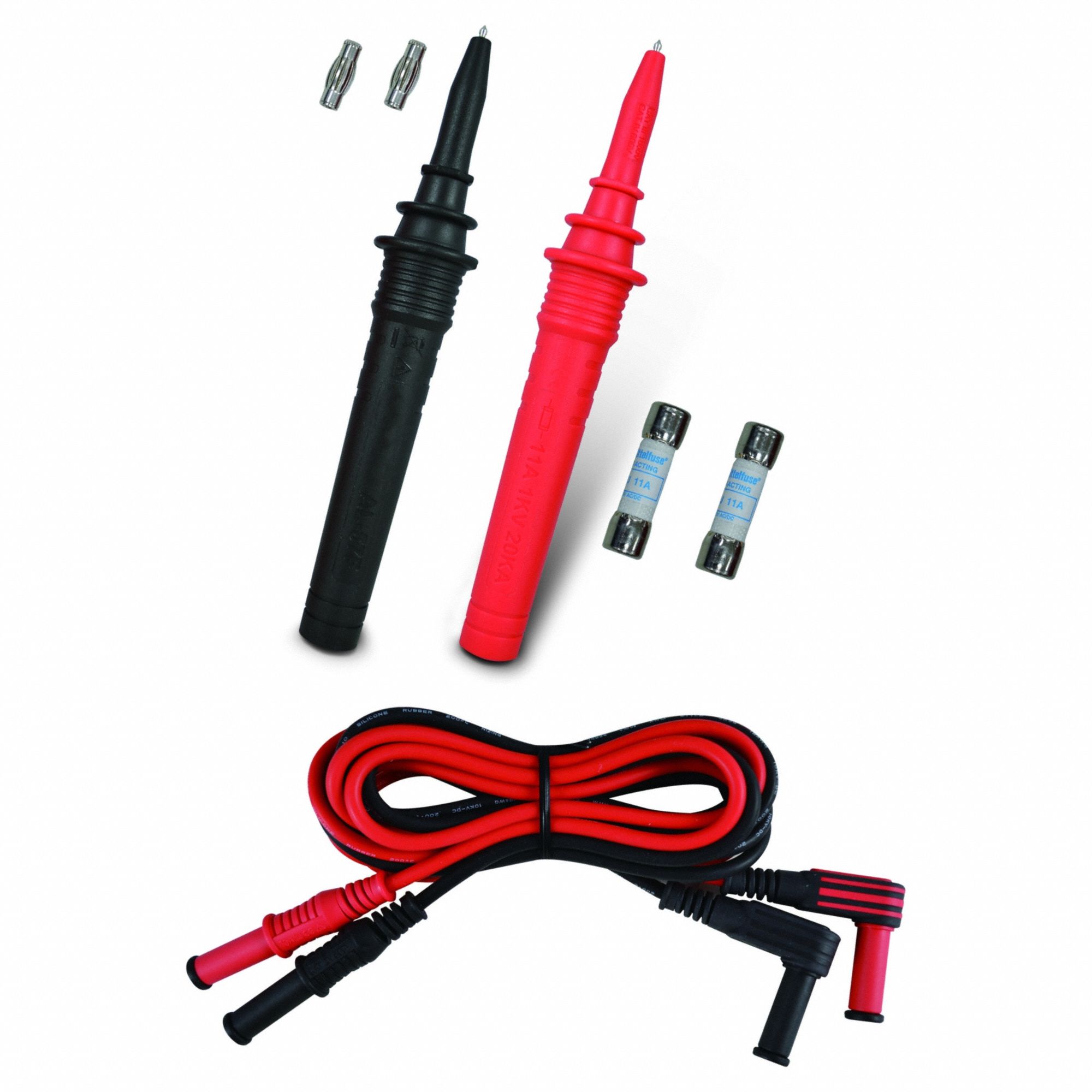 TEST LEAD, CAT III 1000V/CAT IV 600V, PROBE, RIGHT ANGLE STRAIGHT SHROUDED PLUG, SILICONE