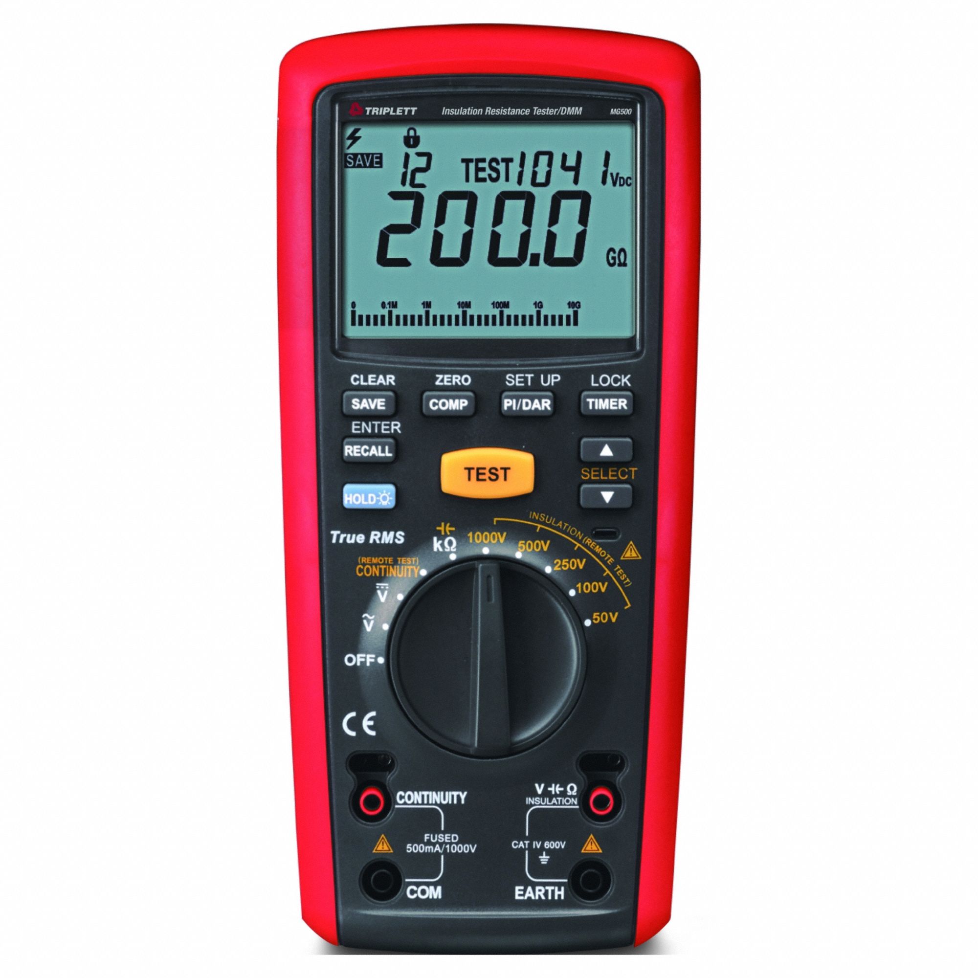 MEGOHMMETER, 0.01 MEGAOHM TO 200 GIGOHM, CAT IV 600V, BATTERY, DIGITAL