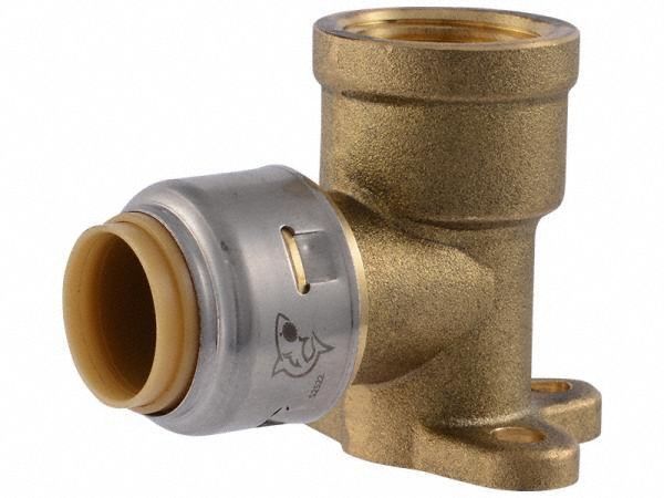 Push-Fit Adapter Fitting: 3/4 in OD x 7/8 in OD Size, Brass, Drop Ear