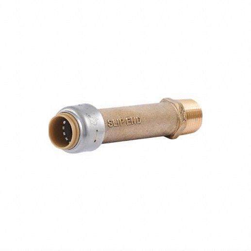 Push-Fit Adapter Fitting: Straight, 1/2 in OD x 1/2 in Pipe Size, Brass, Adapter