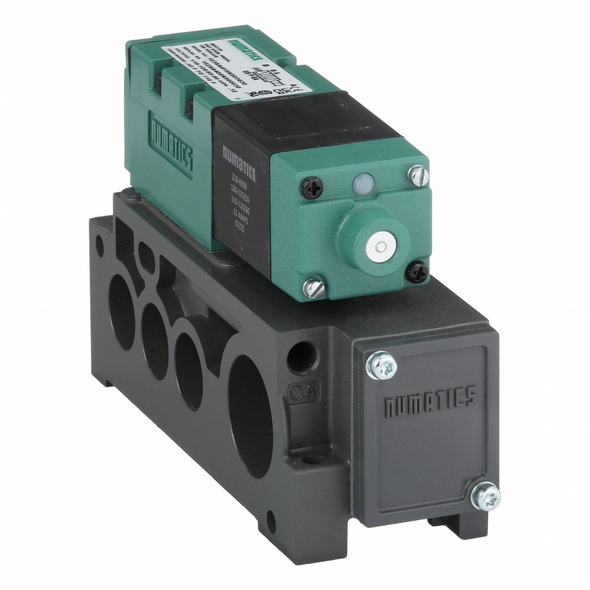 Solenoid Air Control Valve: Four-Way / Two-Position, Single Solenoid, 69 cfm Flow Rate - Max