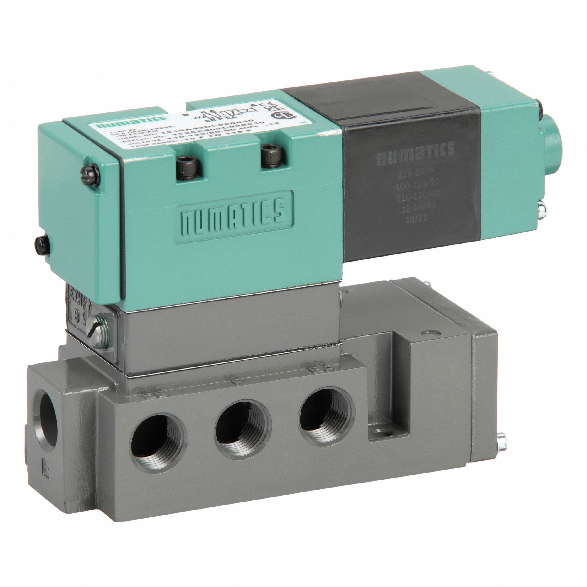 Solenoid Air Control Valve: Four-Way / Two-Position, Single Solenoid, 69 cfm Flow Rate - Max