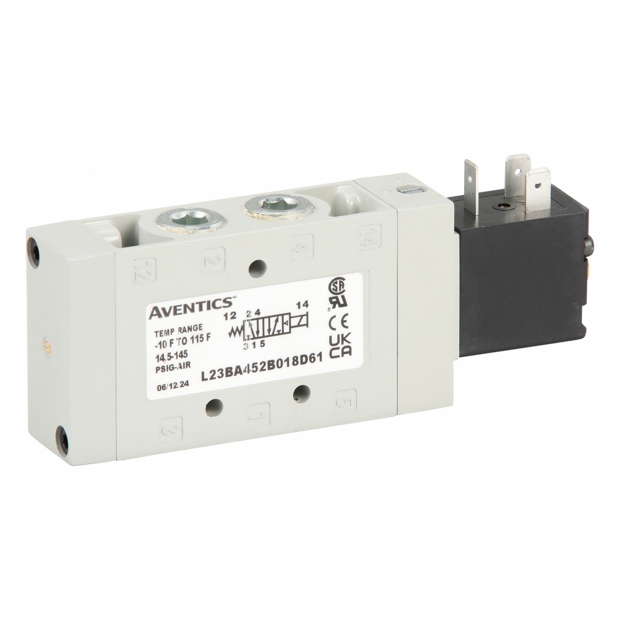 Solenoid Air Control Valve: Series L2, Single Solenoid, Four-Way / Two-Position, 24V DC