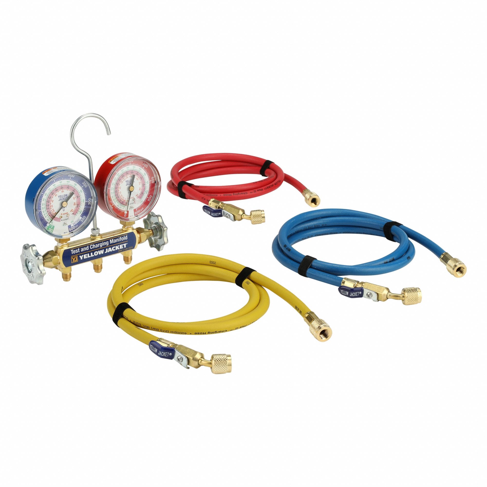Manifold Gauge: 2 Valves, 1 Hoses, Series 41, 3 1/8 in Gauge, For R-22/R-404A/R-410A