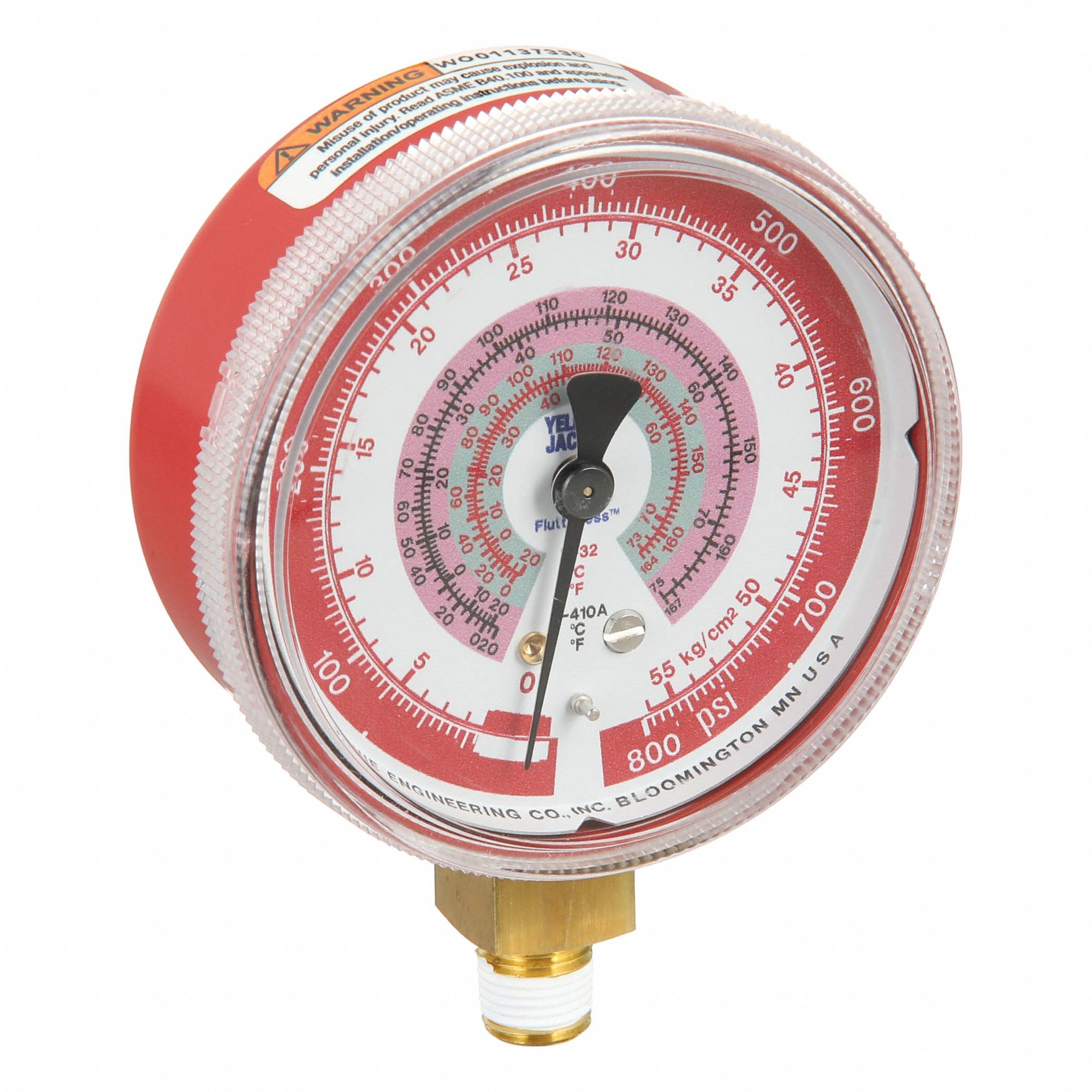 High Side Gauge: High Side Gauge, 0 psi to 800 psi, Non-Liquid Filled, 2 1/2 in Dia