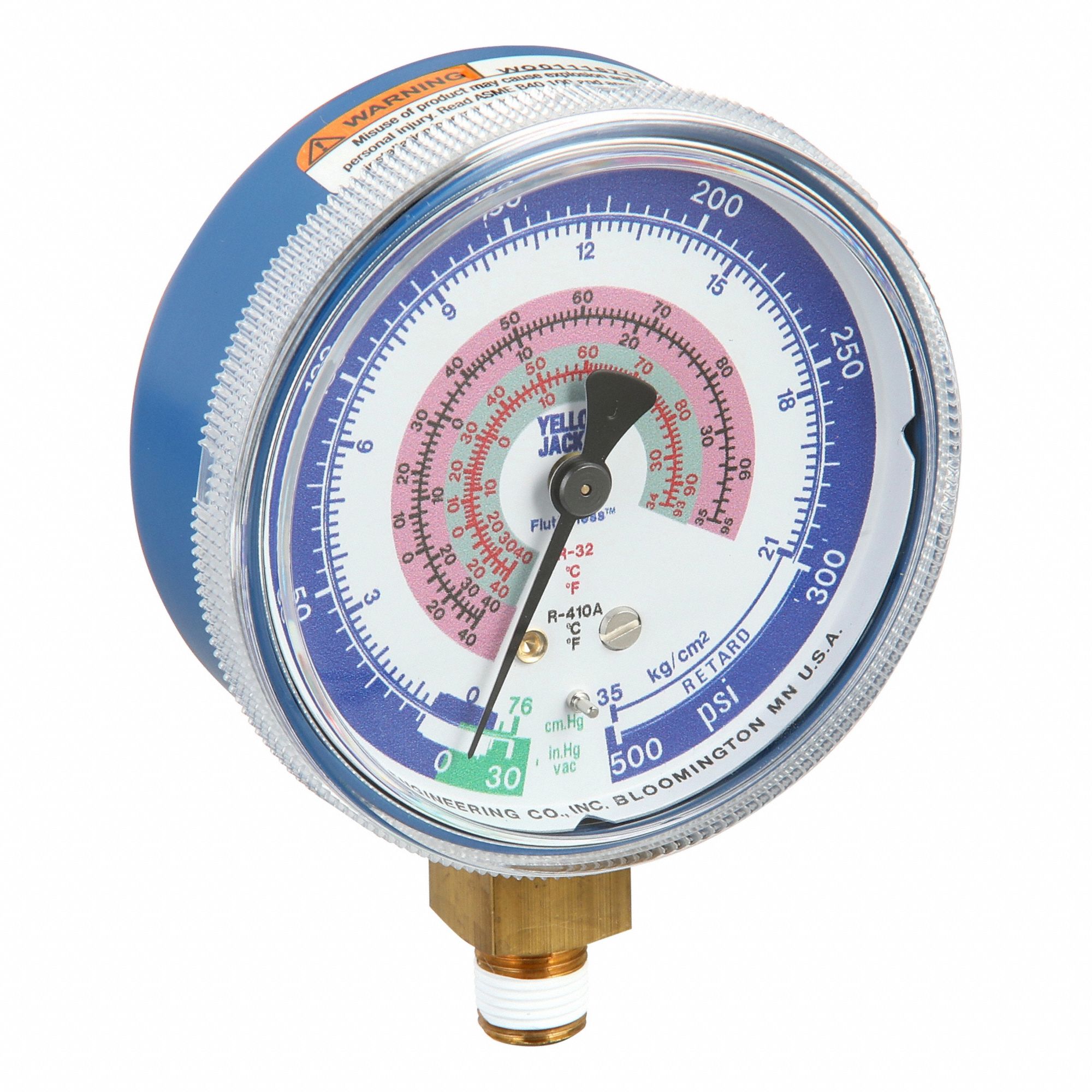 Test Gauge: Test Gauge, 0 psi to 300 psi, Non-Liquid Filled, 2 1/2 in Dia, Blue