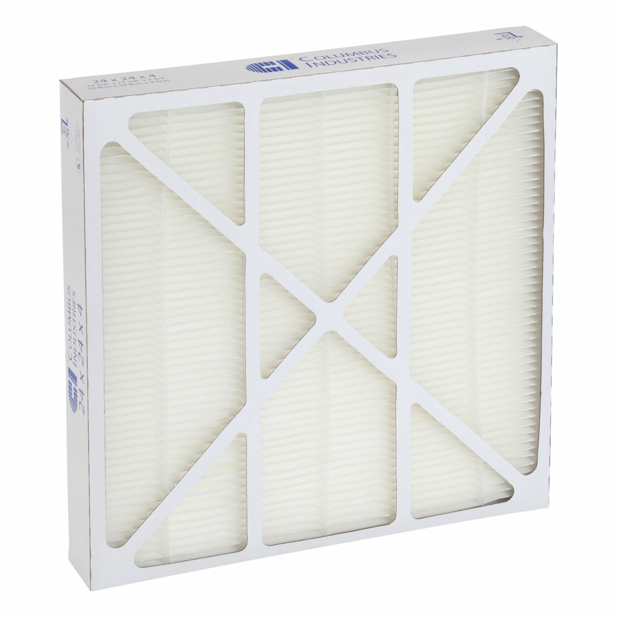 Minipleat Air Filter: 24 in x 24 in x 4 in, Synthetic, Chip Board, No Header, MERV 15
